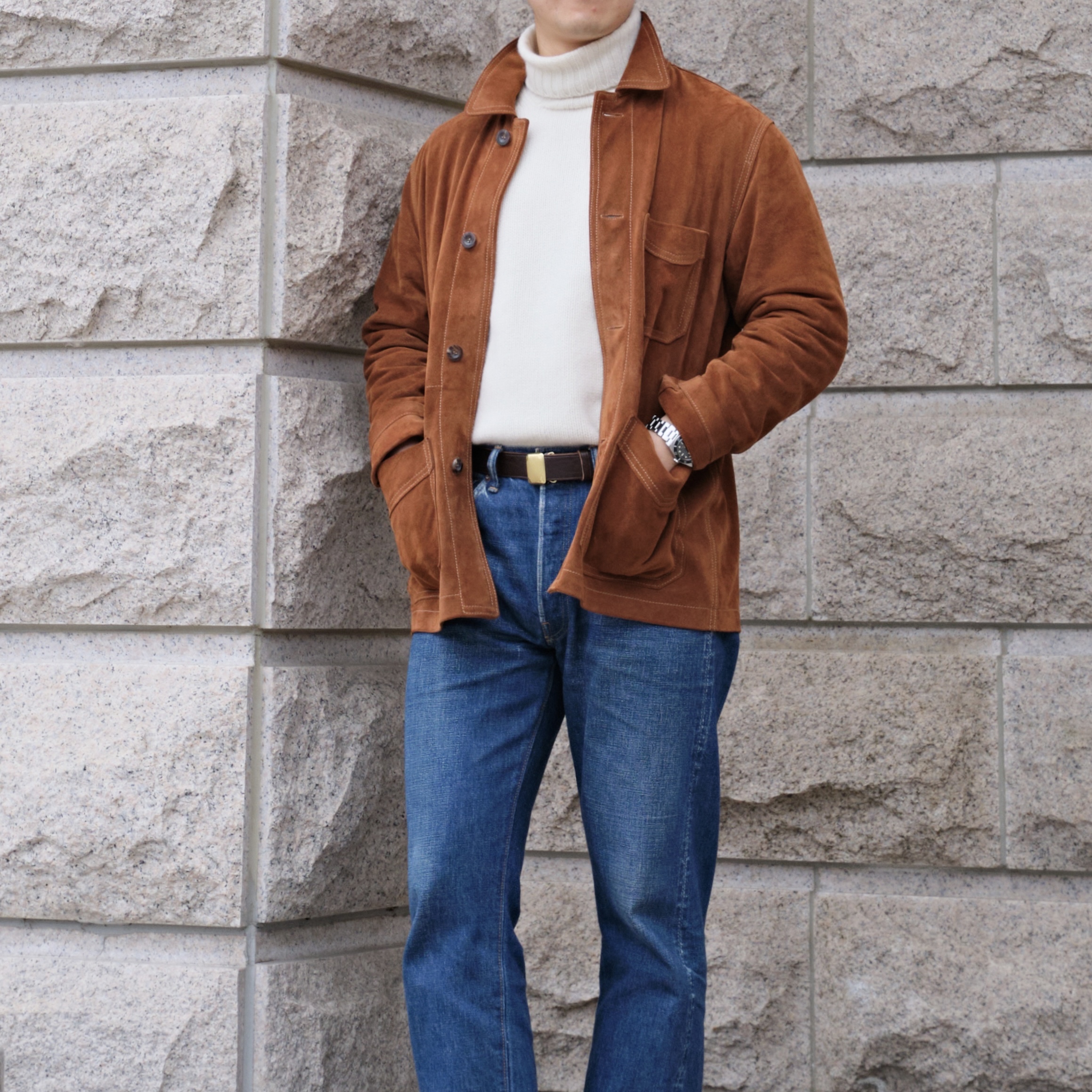 Fullcount 1102 Straight Denim That Thing Indigo Blue 착용 스타일 - 4