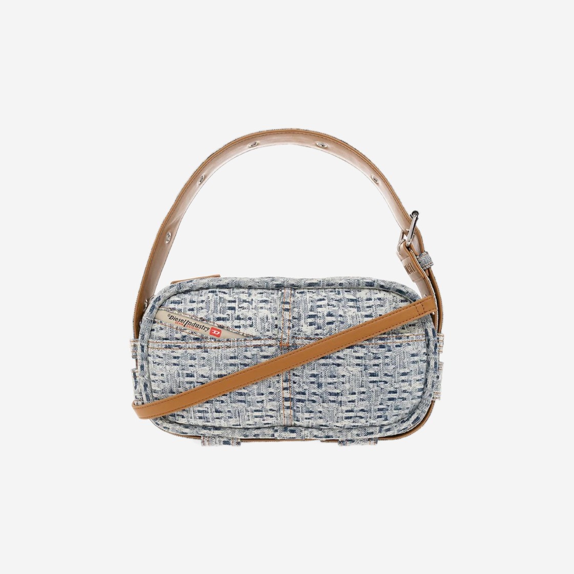 Diesel Nille-Sh Shoulder Bag in Monogram Denim Light Blue 상세 이미지 1