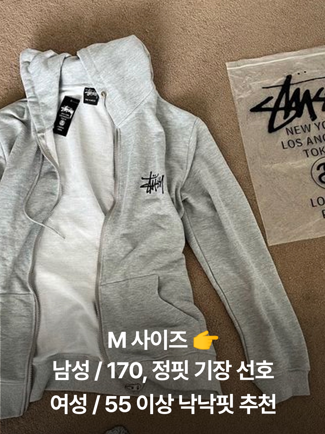 Stussy Basic Stussy Zip Hoodie Brick 2021, Stussy Basic Stussy Zip Hoodie Stone 2023 착용 스타일 - 5