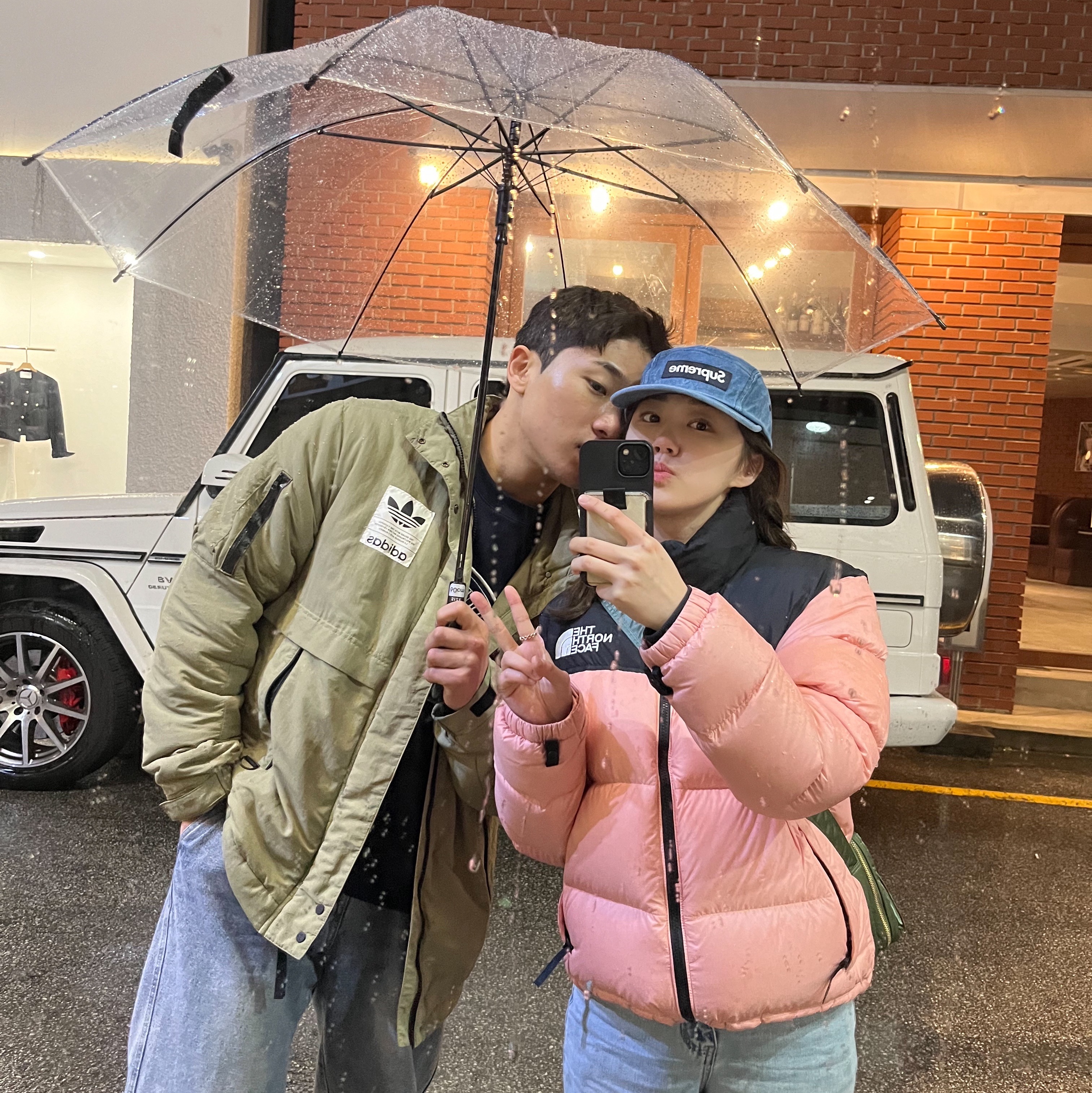 Supreme Washed Chino Twill Camp Cap Denim - 23FW, (W) The North Face 1996 Eco Nuptse Jacket Dusty Rose 착용 스타일