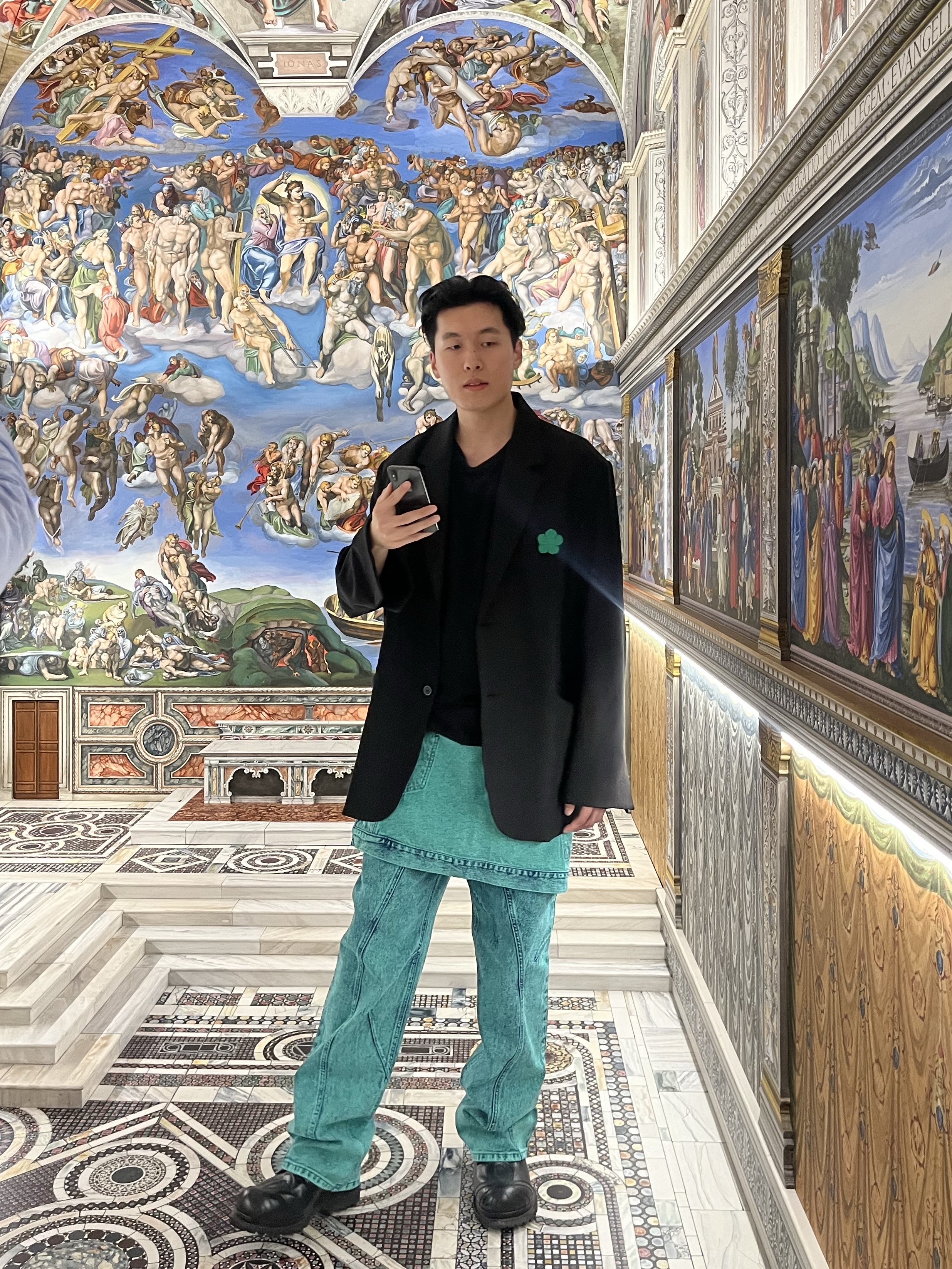 [KREAM 단독] ADSB Andersson Bell Raptor Layered Cargo Pants Indigo Green 착용 스타일 - 3