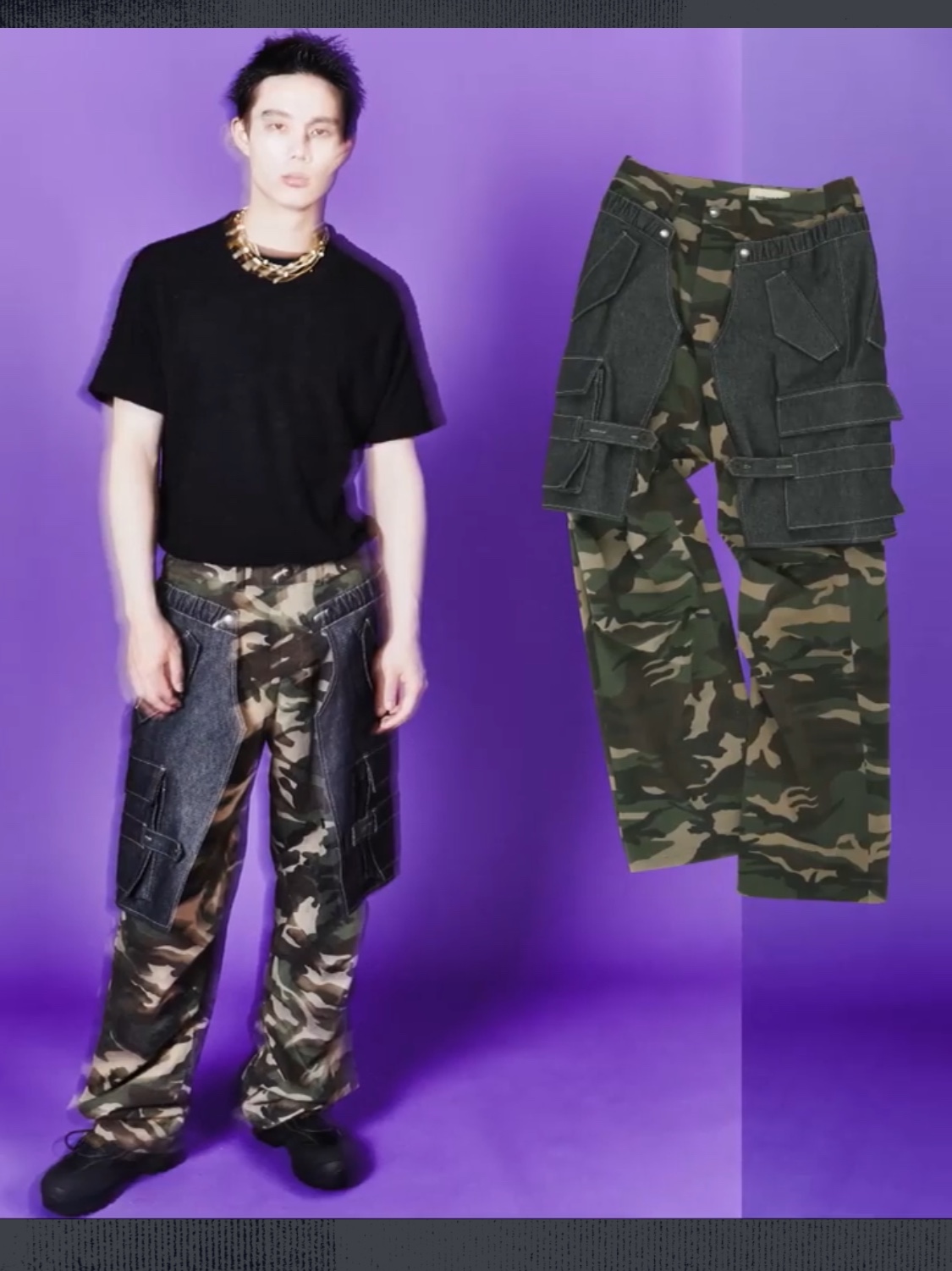 Asics x Andersson Bell Gel-Sonoma 15-50 Olive Oil Dark Brown, [KREAM 단독] ADSB Andersson Bell Raptor Layered Cargo Pants Indigo Green 착용 스타일 - 5