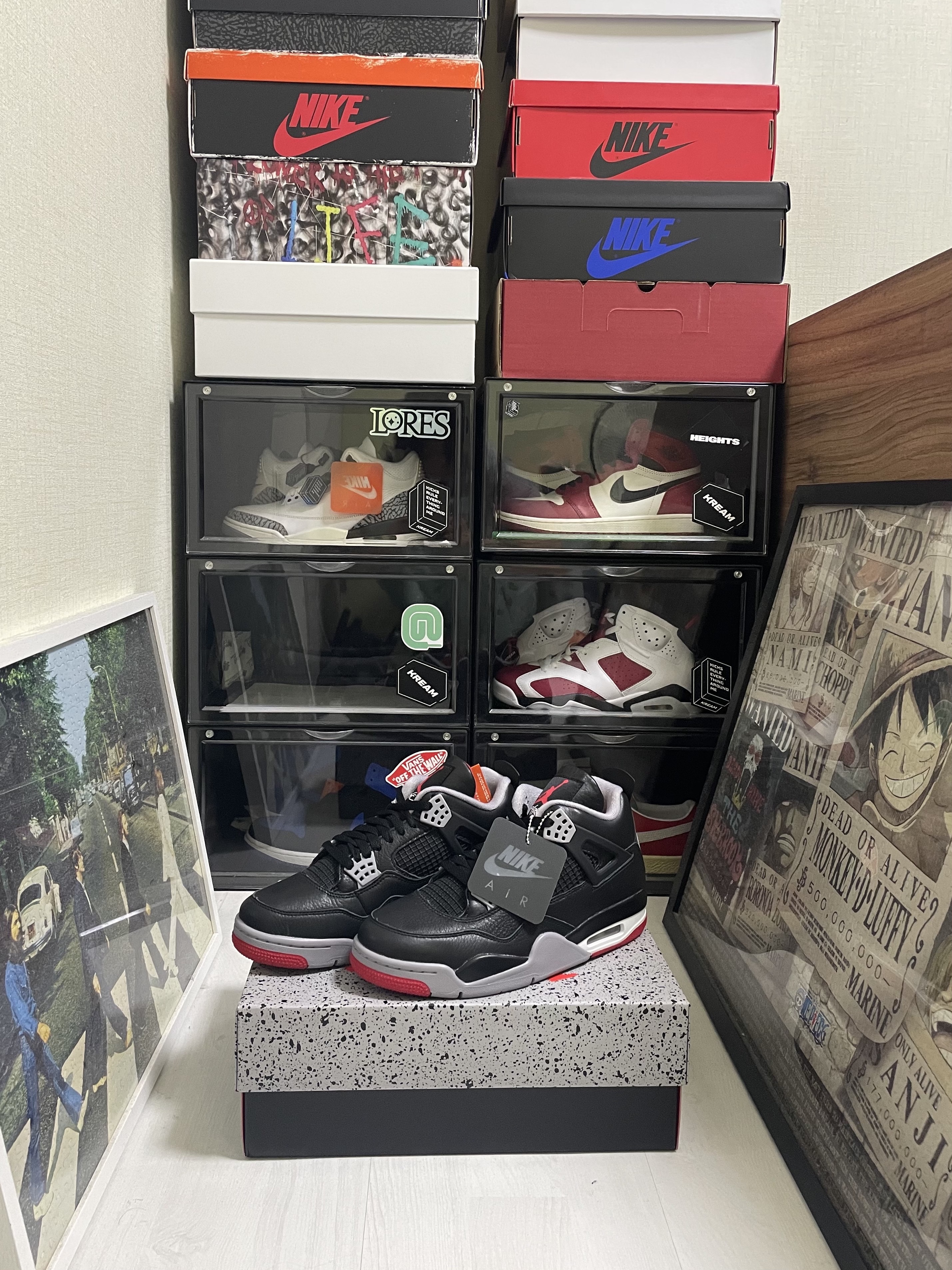 Jordan 4 Retro Bred Reimagined, Jordan 3 Retro White Cement Reimagined 착용 스타일 - 1