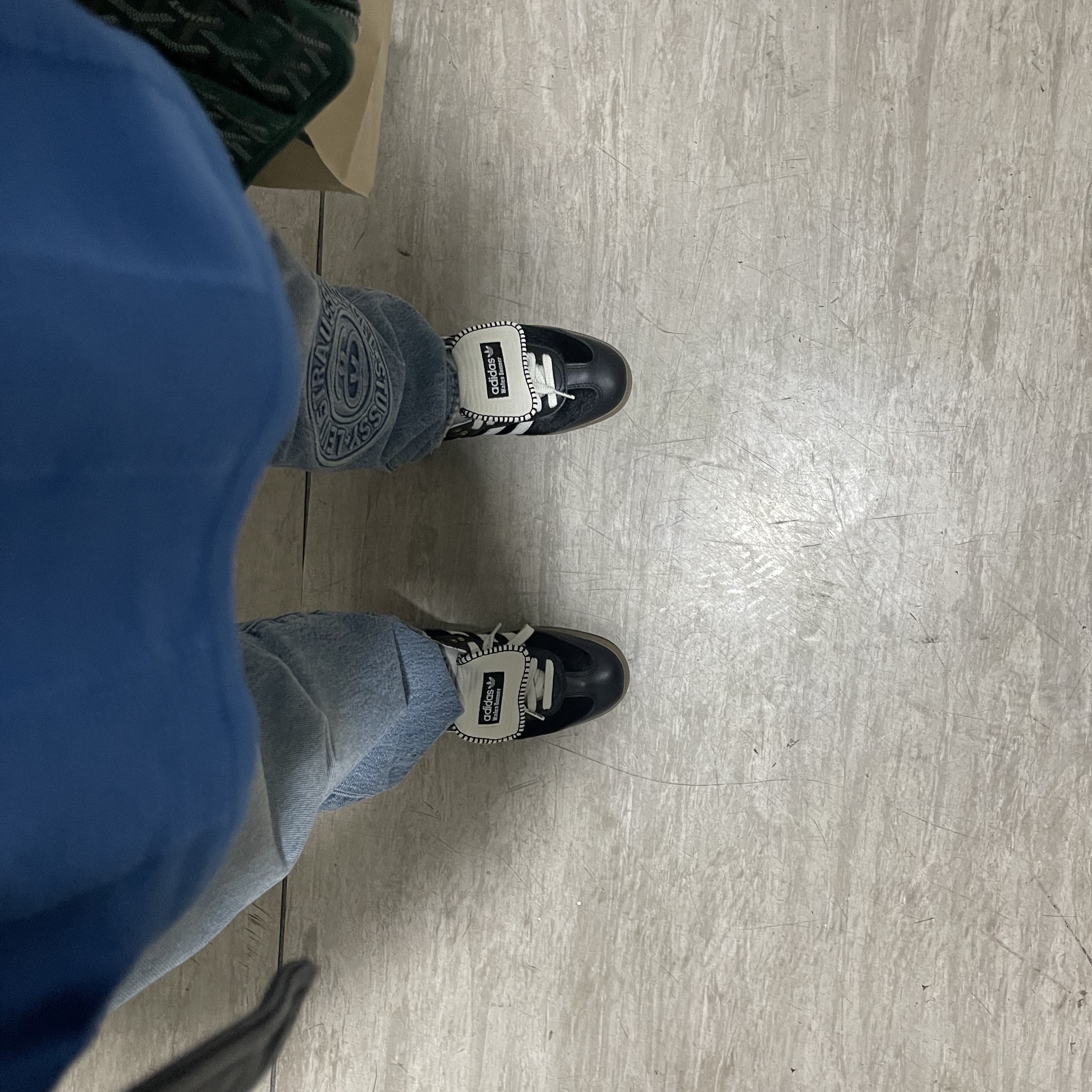 Adidas x Wales Bonner Pony Tonal Samba Core Black Cream White, Adidas x Wales Bonner Knit Long Sleeve Football T-Shirt Lucky Blue - US Sizing 착용 스타일