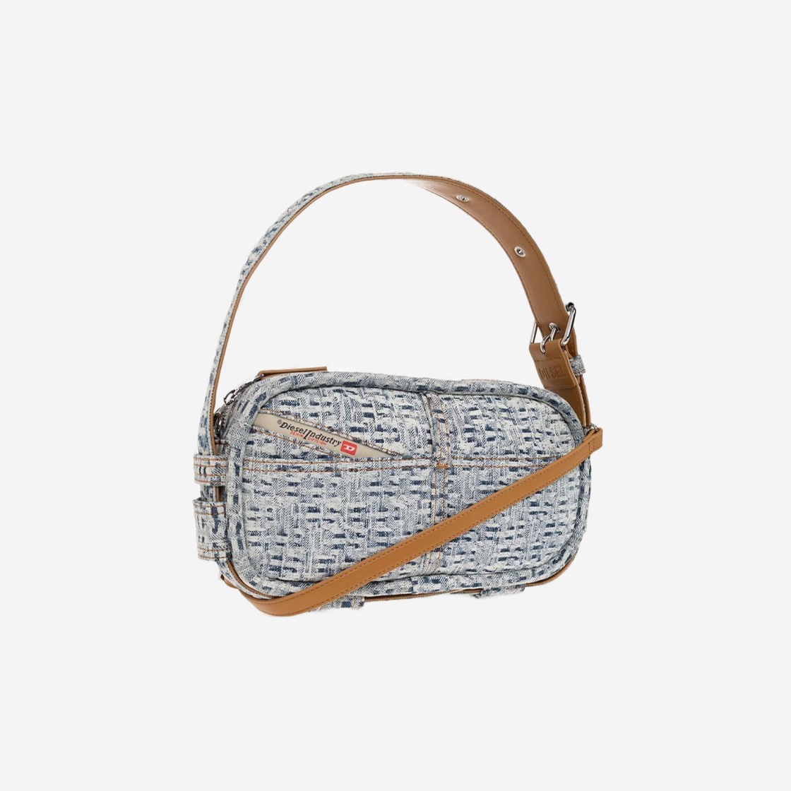 Diesel Nille-Sh Shoulder Bag in Monogram Denim Light Blue 상세 이미지 3