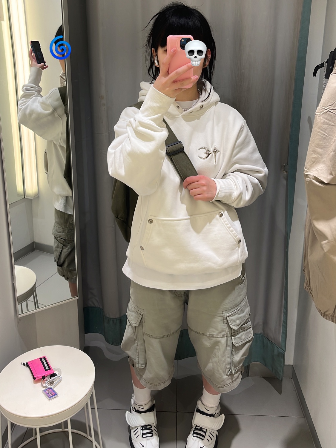 Nike x Ambush Air Adjust Force SP Summit White and Black, Thug Club Armor Hoodie White 착용 스타일