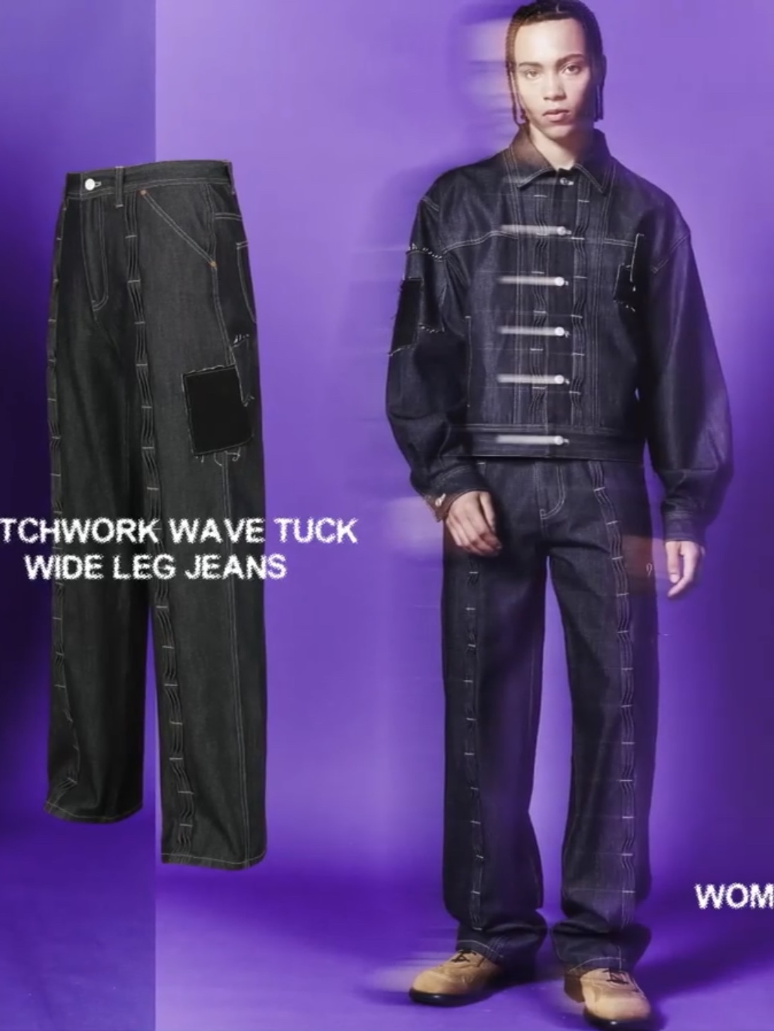Jordan 13 Retro Dirty Bred, [KREAM 단독] ADSB Andersson Bell Patchwork Wave Tuck Wide Leg Jeans Indigo 착용 스타일 - 2
