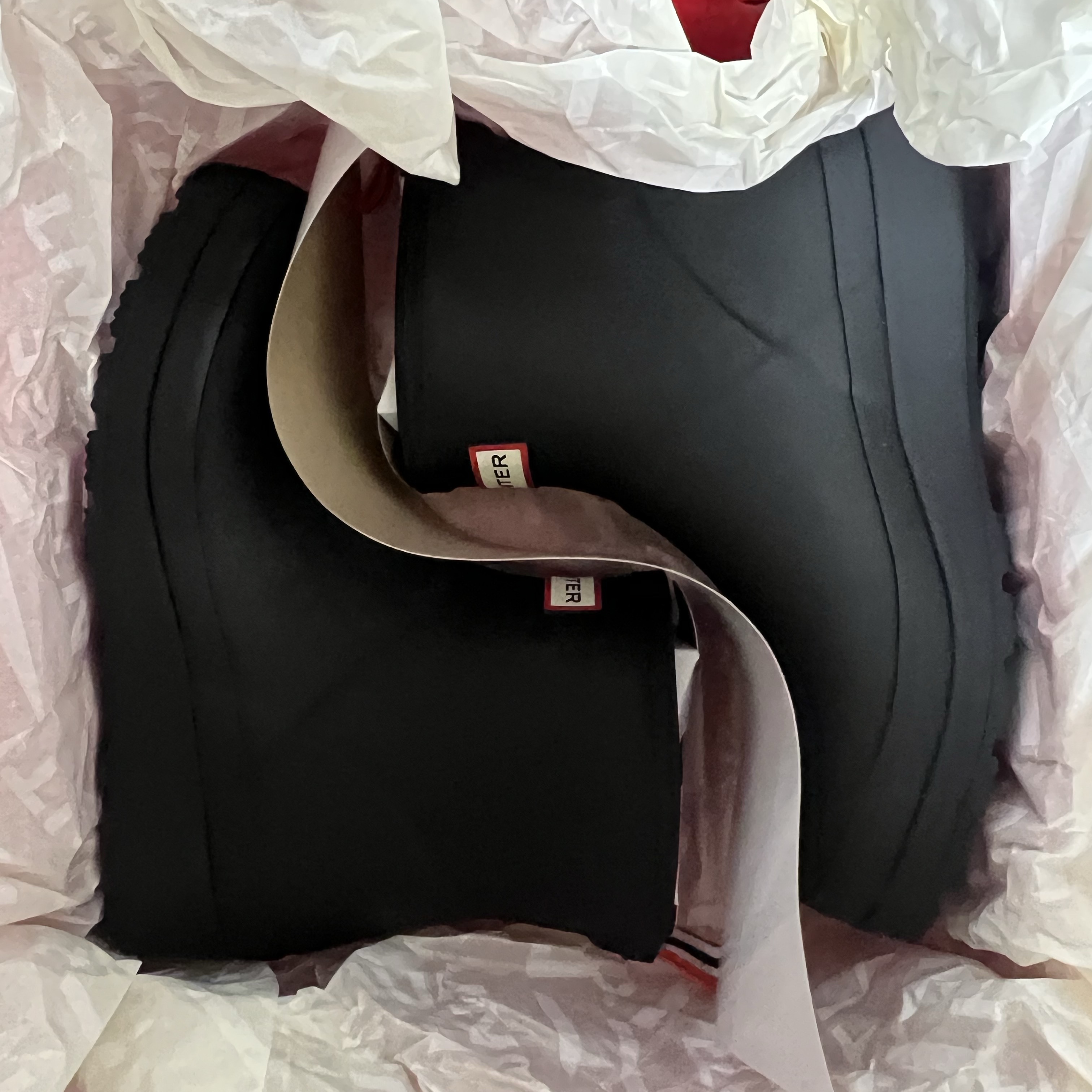 (W) Hunter Play Short Rain Boots Black 착용 스타일
