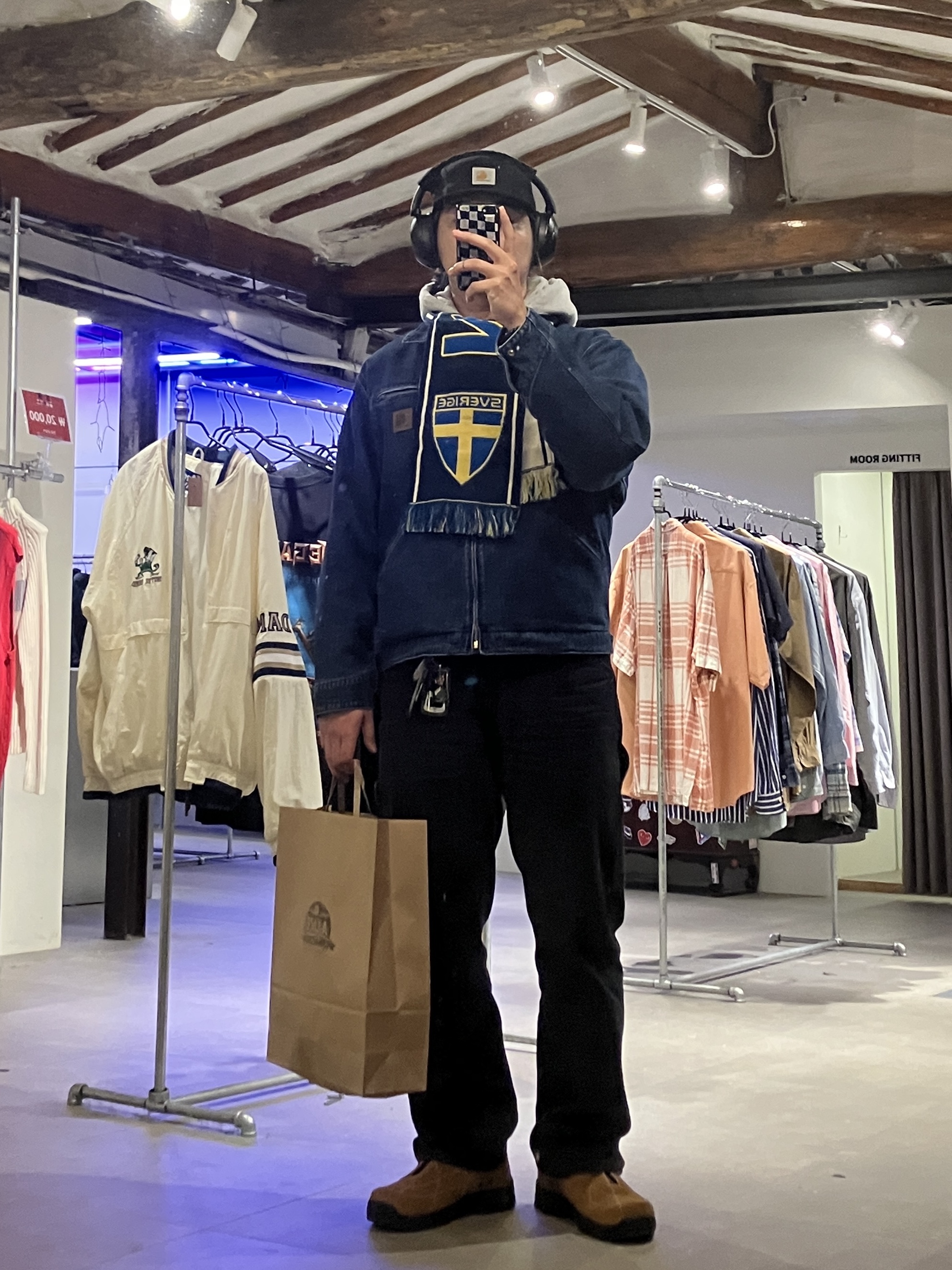 Carhartt WIP Norco Denim OG Detroit Jacket Blue Stone Washed 착용 스타일 - 1
