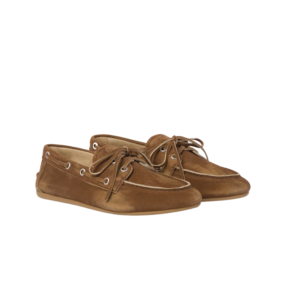 (W) 미우 미우 언라인드 스웨이드 로퍼 시나몬((W) Miu Miu Faded Unlined Suede Loafers Cinnamon) - 2