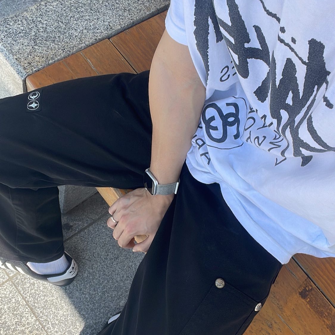 Thug Club Thug Pants (2) Black, Thug Club TC JPG Sleeve Black 착용 스타일 - 3