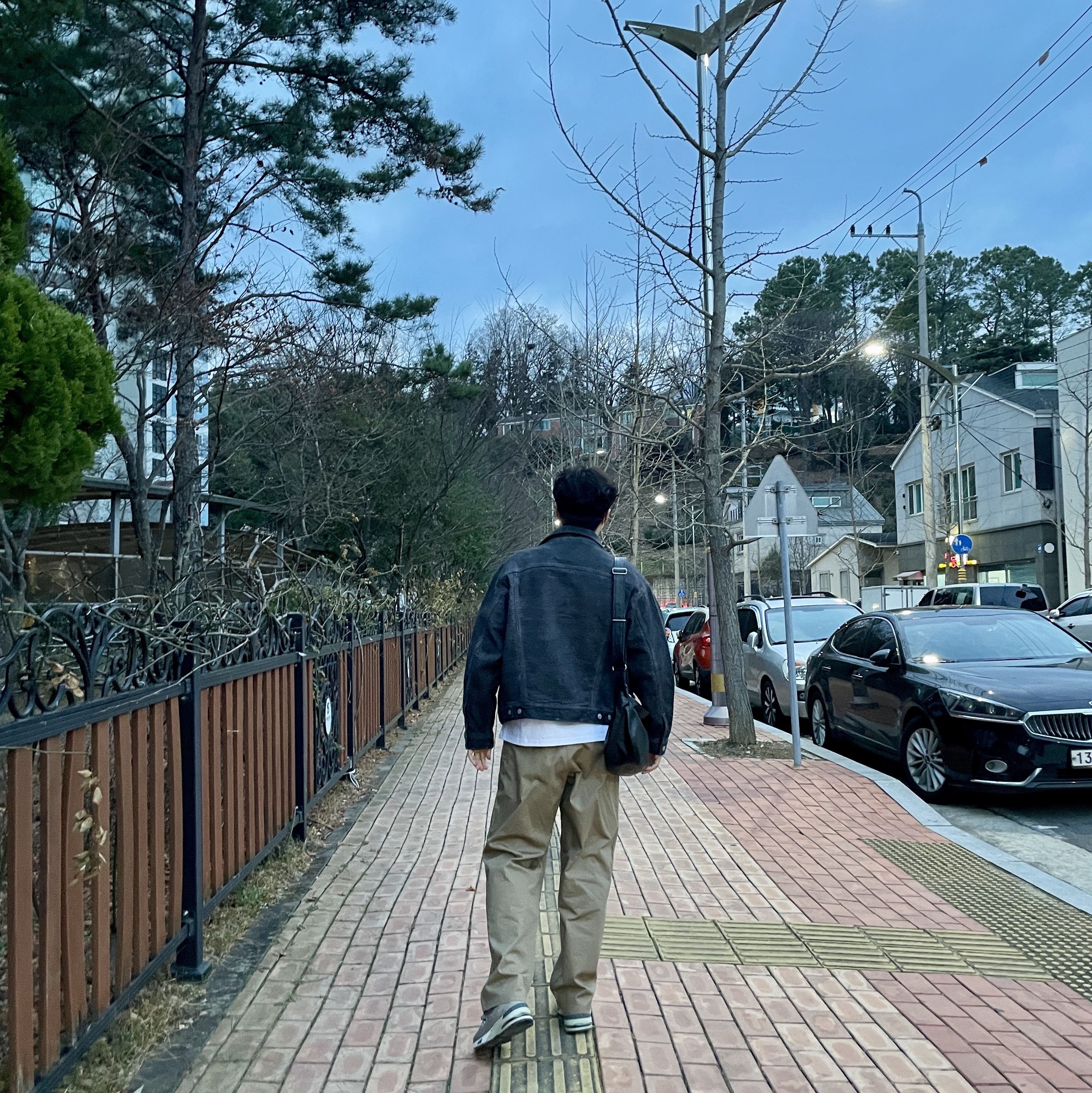 Stussy x Levi's Jacquard Trucker Jacket Black 착용 스타일 - 3