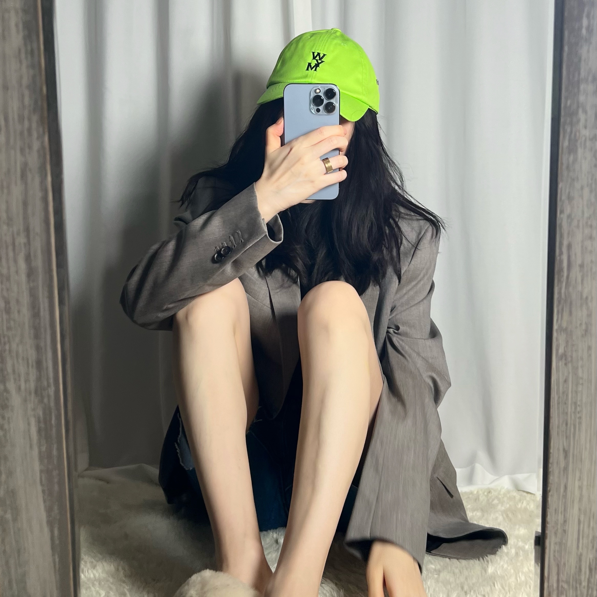 Wooyoungmi Logo Ball Cap Green - 23SS 착용 스타일