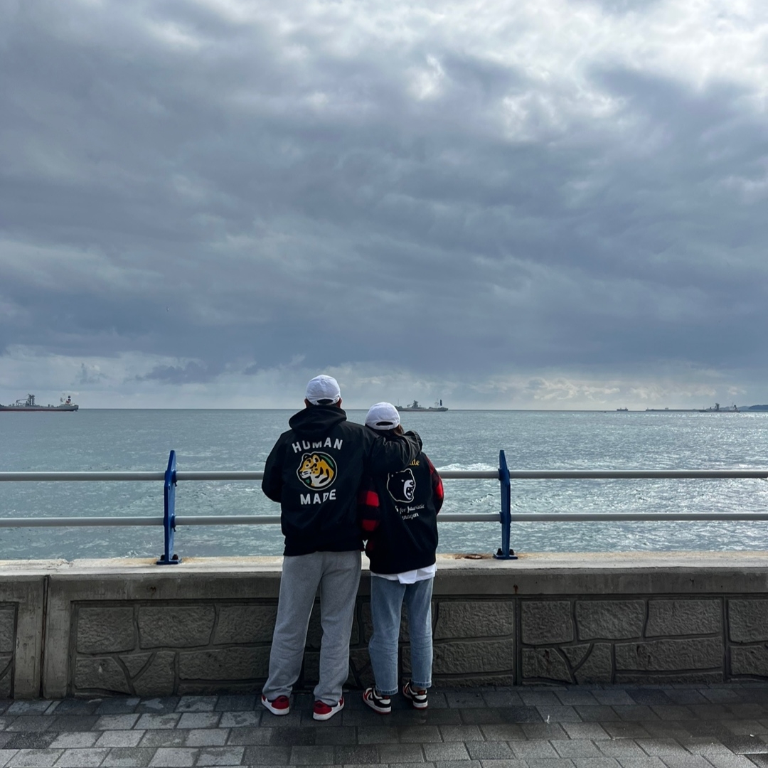 Human Made Zip-Up Lumber Jacket Red, Human Made Nylon Stadium Jacket Black 착용 스타일