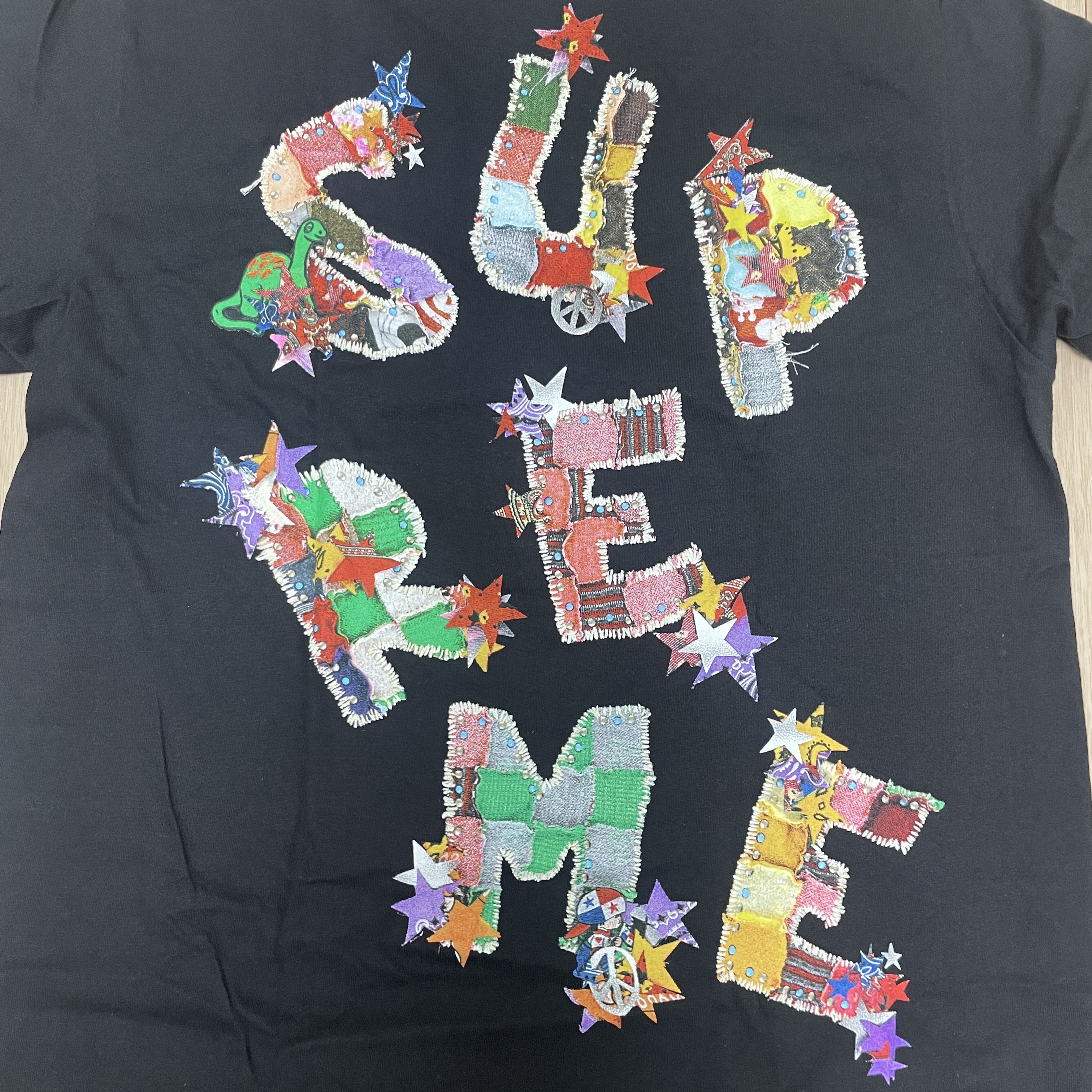 Supreme Patchwork T-Shirt Black - 24SS 착용 스타일 - 2