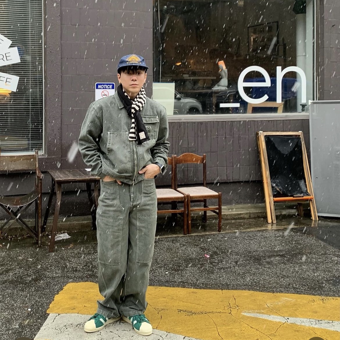 Hello Sunrise Washed HS Arch Logo 6Panel Cap Navy & Orange, Adidas Superstar 82 Green Off White 착용 스타일