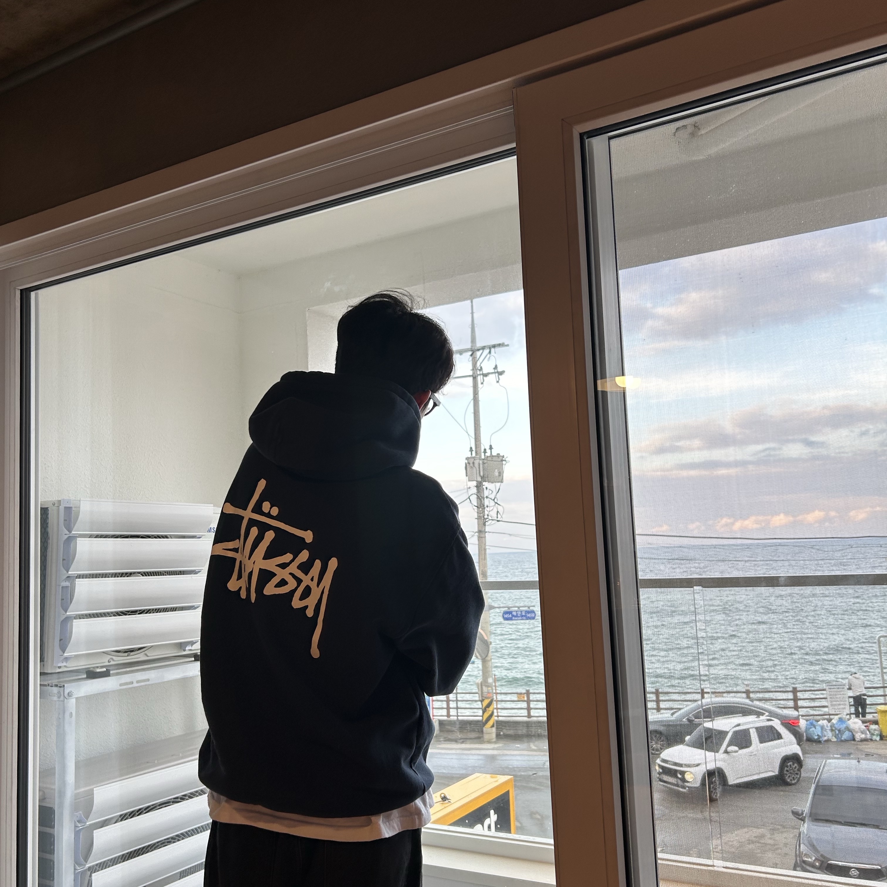 Stussy Basic Stussy Hoodie Navy 2023 착용 스타일