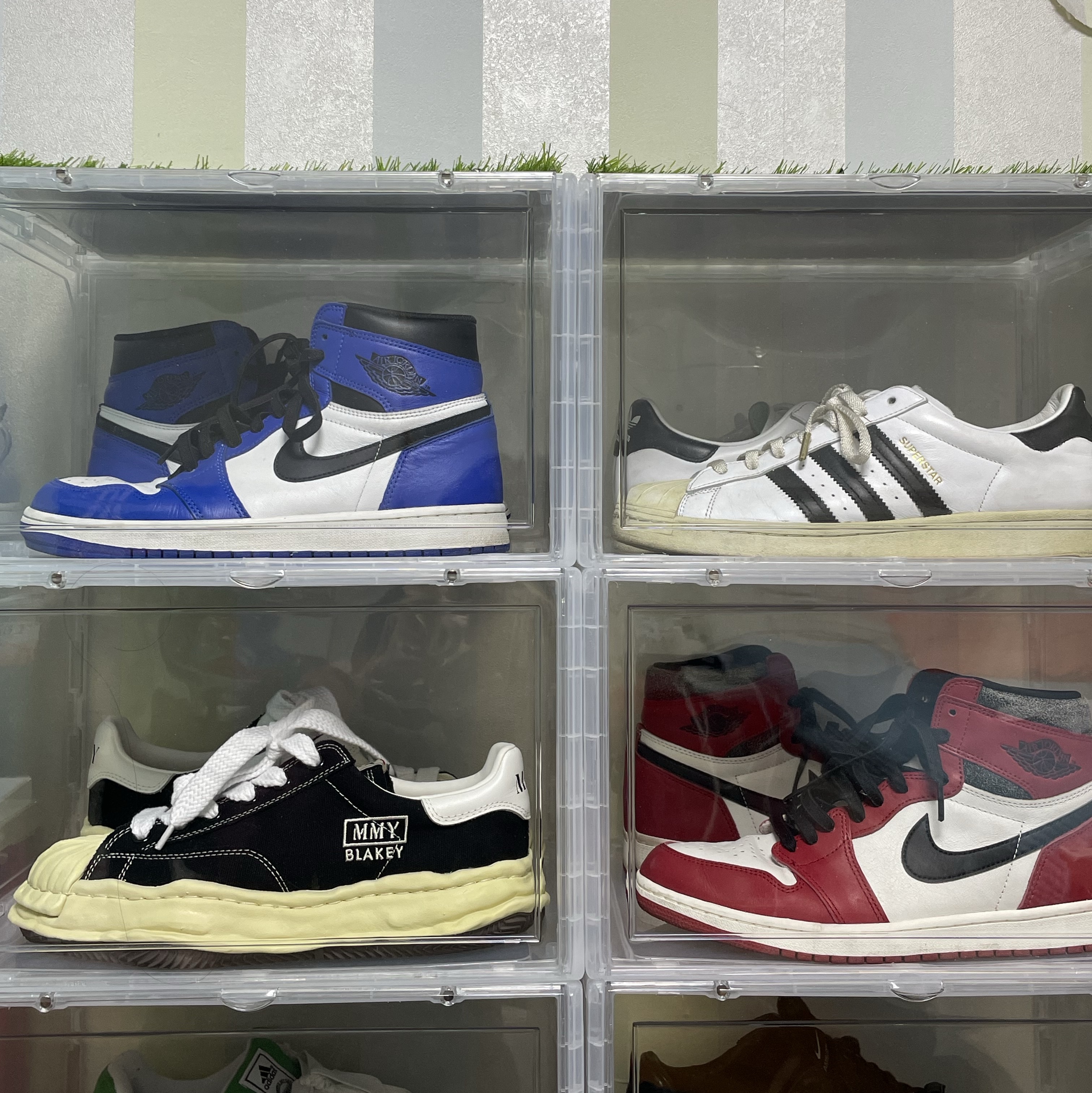 Maison Mihara Yasuhiro Blakey VL OG Sole Canvas Low-top Sneakers Black, Adidas Superstar Premium White Black 착용 스타일 - 2