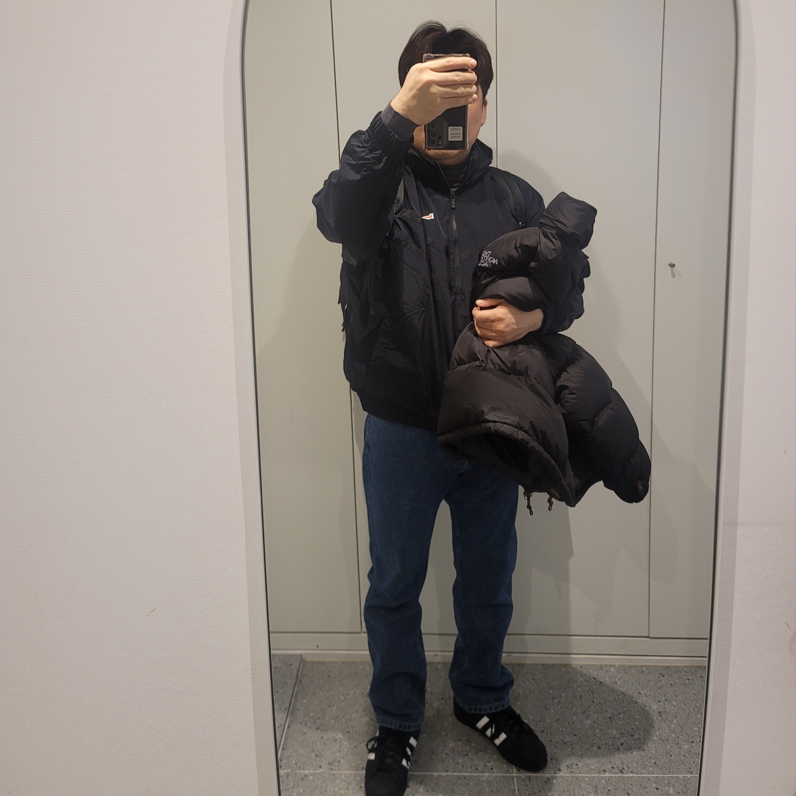 Nike NSW Windrunner Half Zip Lined Hooded Jacket Black - Asia 착용 스타일