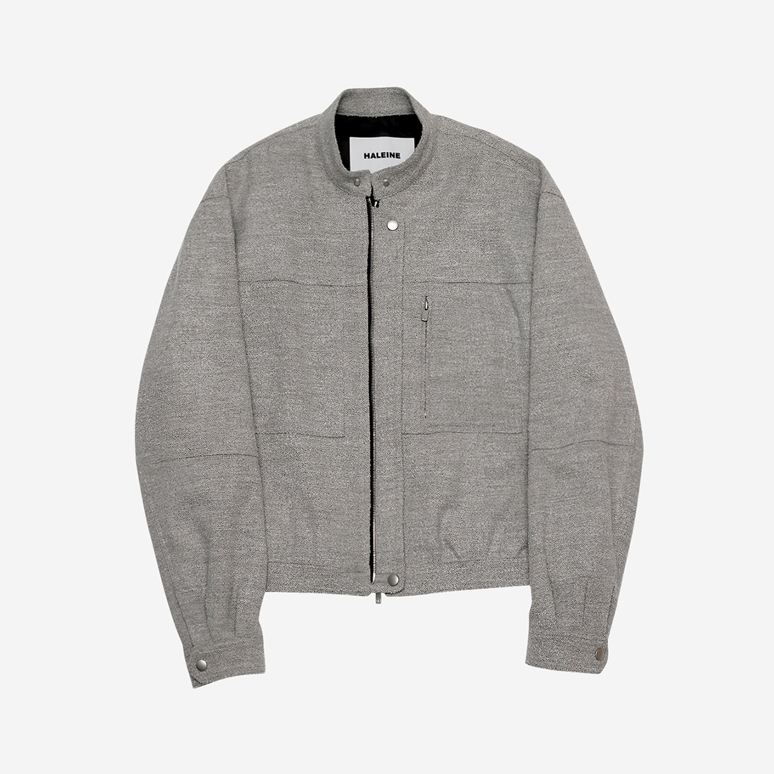 알렌느 울 체크 카펜터 디테일 자켓 그레이시베이지(Haleine Wool Check Carpenter Detail Biker Jacket Greyish Beige) - 2