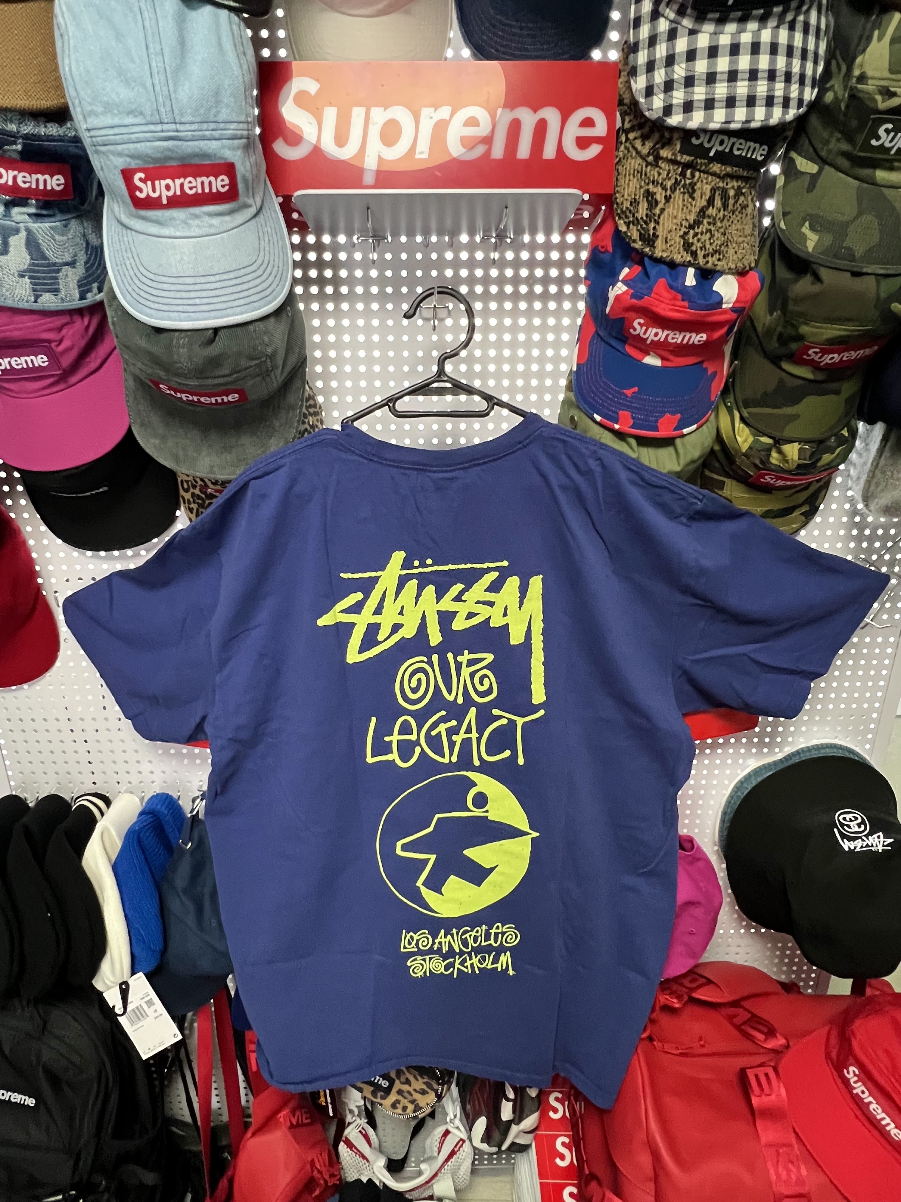 Stussy x Our Legacy Surfman Pigment Dyed T-Shirt Blueberry 착용 스타일 - 1