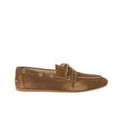 (W) Miu Miu Faded Unlined Suede Loafers Cinnamon