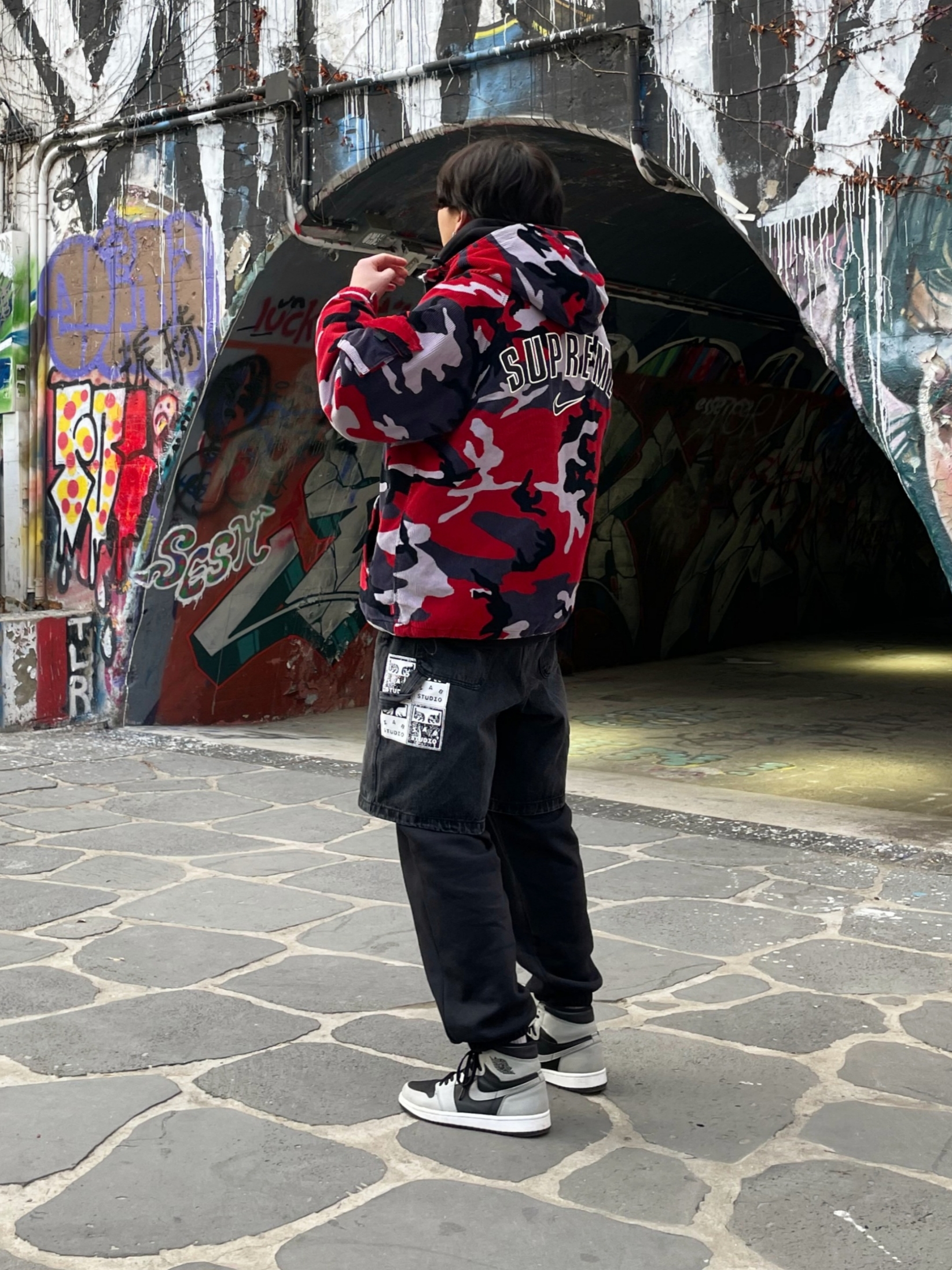 Supreme x Nike Arc Corduroy Hooded Jacket Red Camo - 22SS, Jordan 1 Retro High OG Shadow 2.0 착용 스타일 - 2