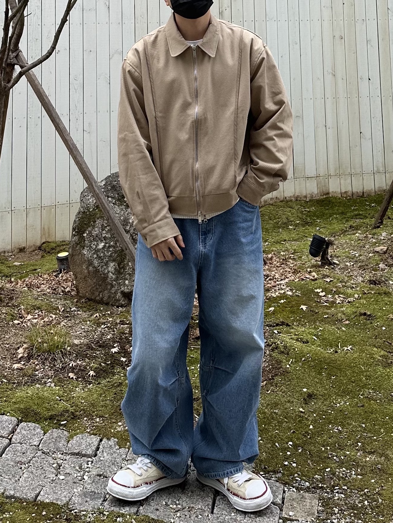 Maison Mihara Yasuhiro Peterson OG Sole Canvas Low-top Sneakers Natural 착용 스타일 - 1