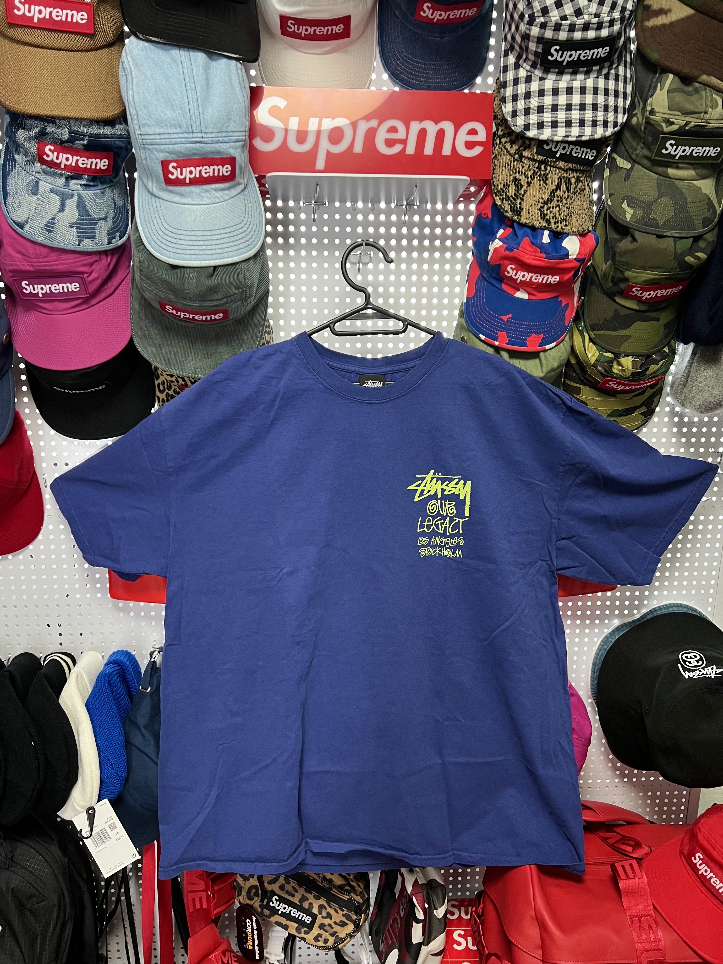 Stussy x Our Legacy Surfman Pigment Dyed T-Shirt Blueberry 착용 스타일 - 2
