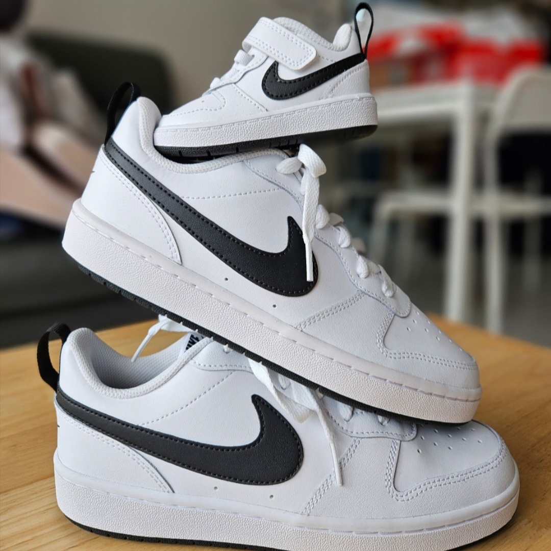 (GS) Nike Court Borough Low 2 White Black 착용 스타일