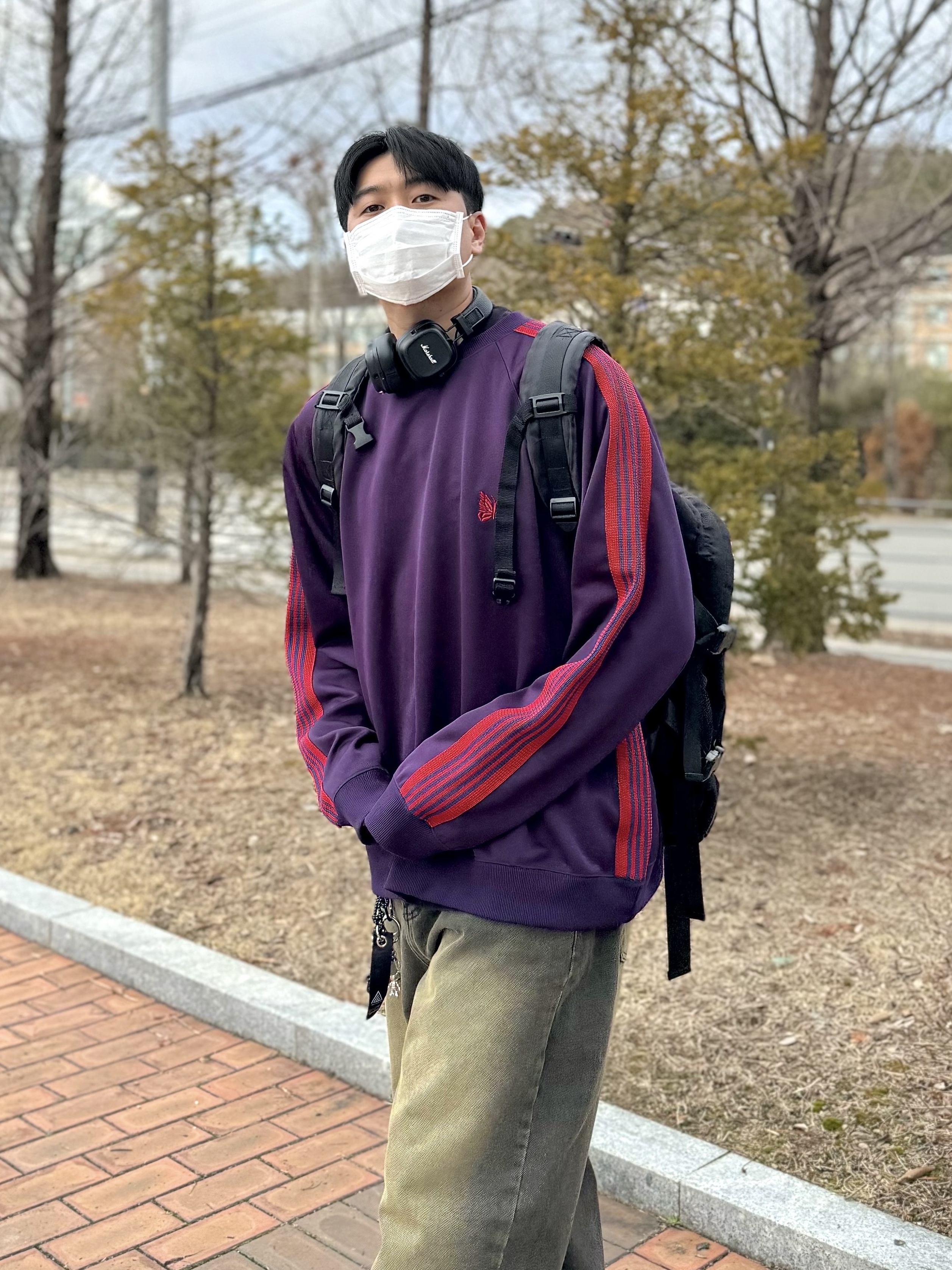 Needles Track Crewneck Poly Smooth Dark Purple, [KREAM 단독] ADSB Andersson Bell Mardro Gradient T-Shirt Charcoal 착용 스타일 - 2