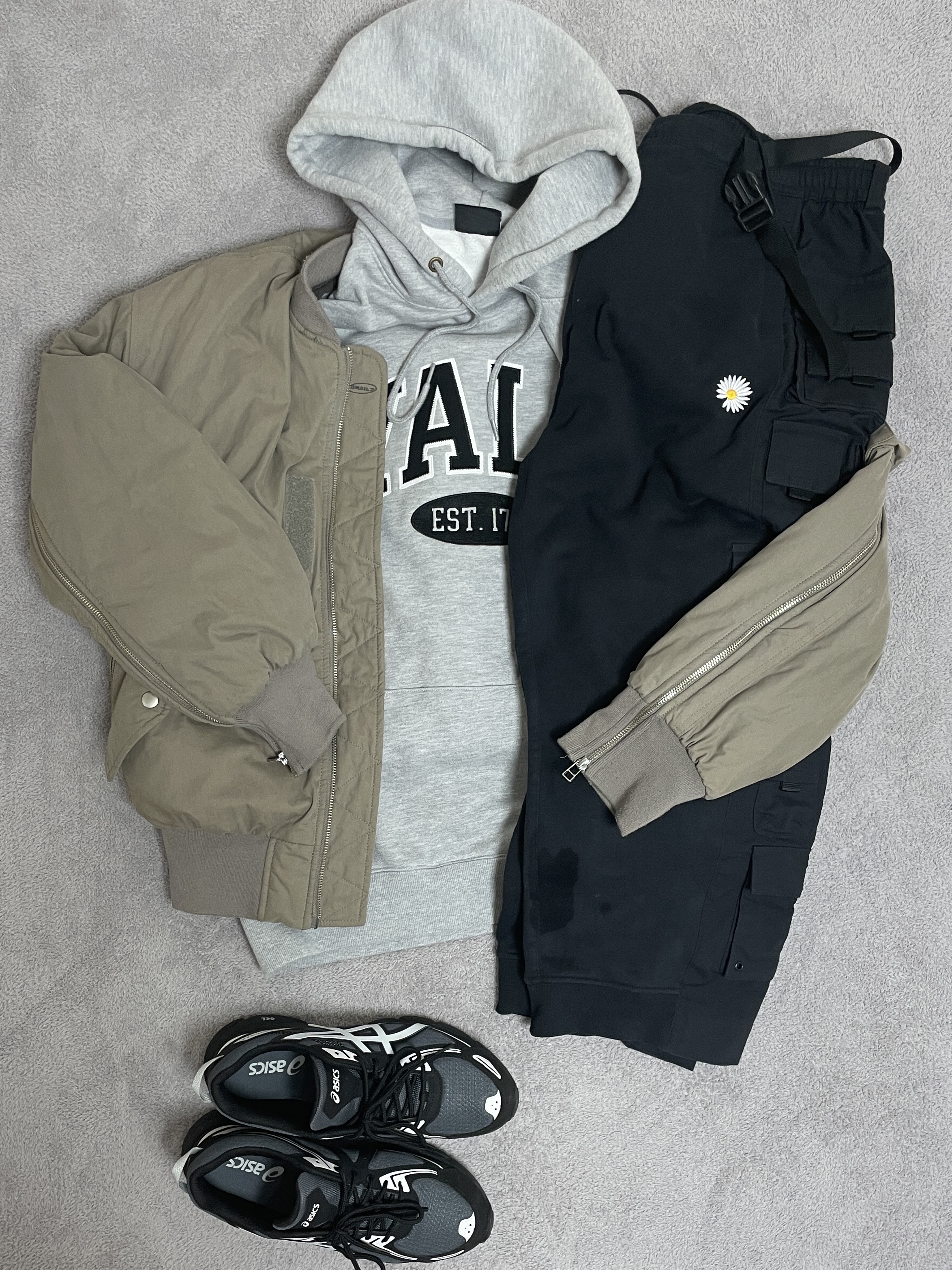 Nike x Peaceminusone Wide Pants Black (DR0096-010), Asics Gel-Venture 6 Carrier Grey 착용 스타일 - 4
