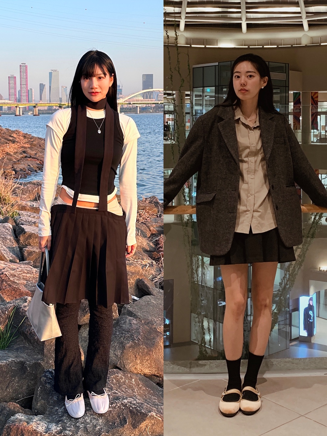 (W) Rockfishweatherwear Quilted Scrunch Flat White, (W) Dior J'adior Slingback Ballerina Flat Technical Fabric Black 착용 스타일 - 3