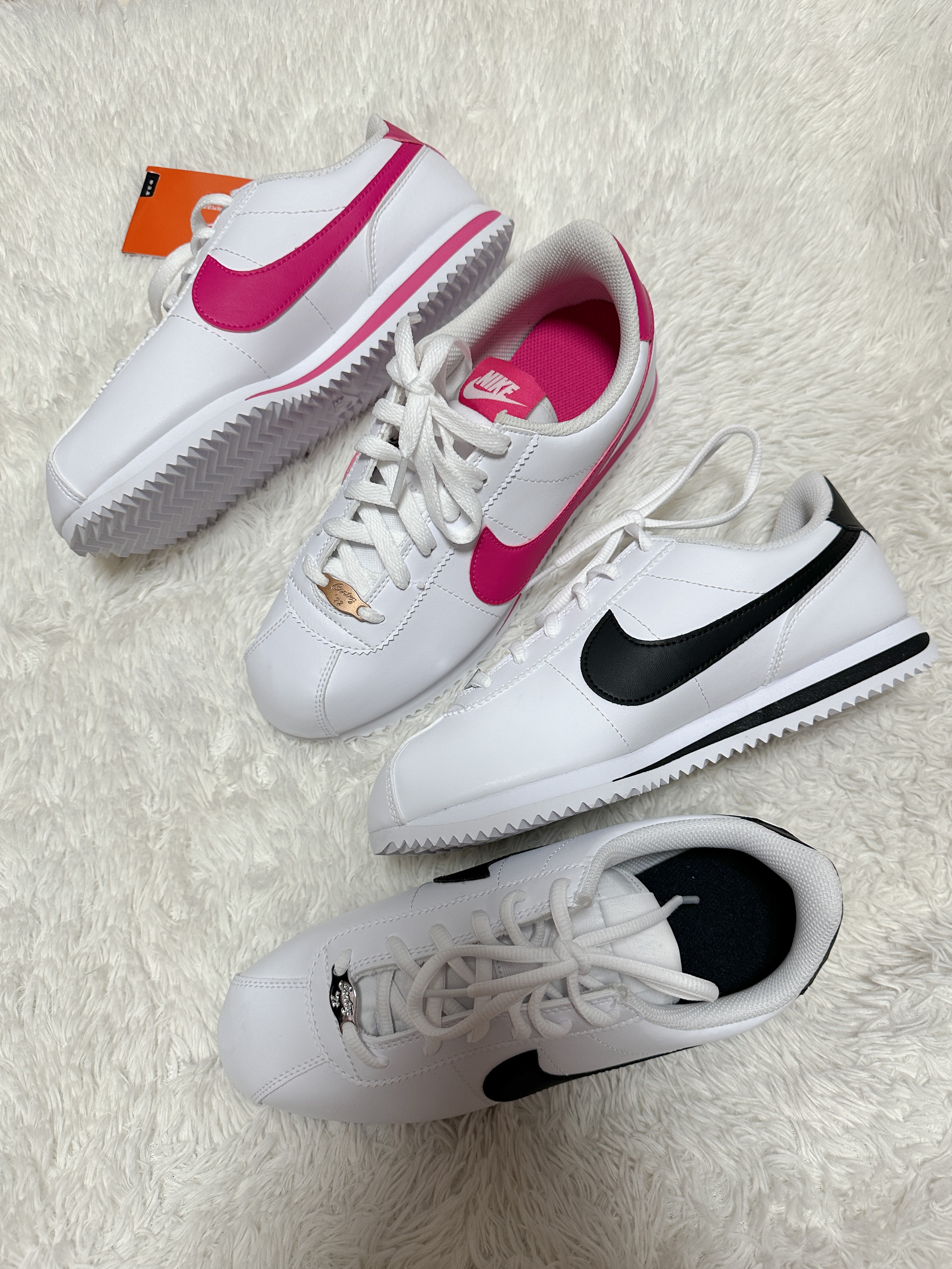 (GS) Nike Cortez Basic SL White Pink Prime, (GS) Nike Cortez Basic SL White Black 착용 스타일