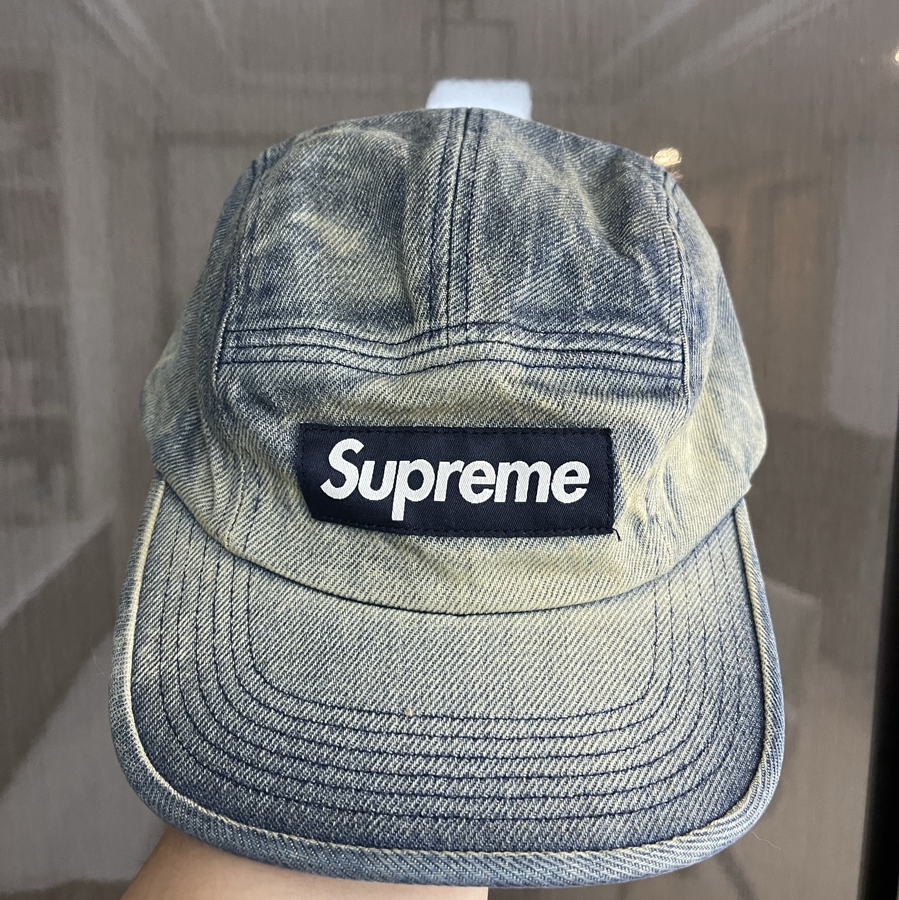 Supreme Washed Chino Twill Camp Cap Dirty Indigo - 24SS 착용 스타일