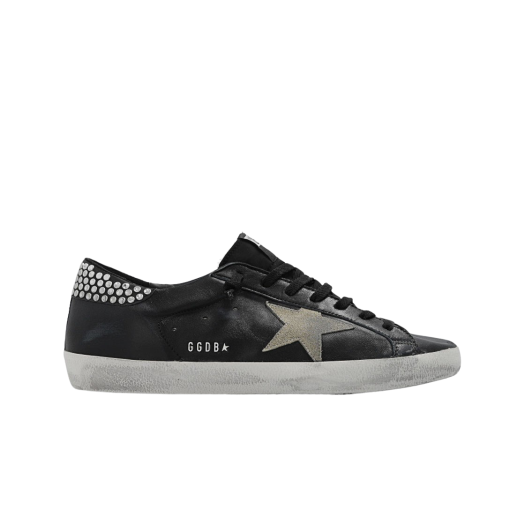 Golden Goose Superstar Black Taupe Silver Heel Tab Sneakers