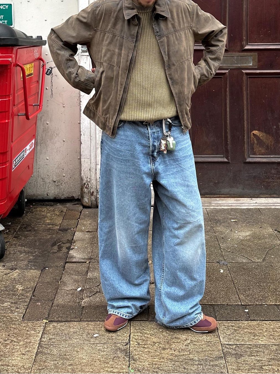 Project G/R Coated Backward Denim Pants Blue, Project G/R Backward Denim Pants Blue 착용 스타일 - 2