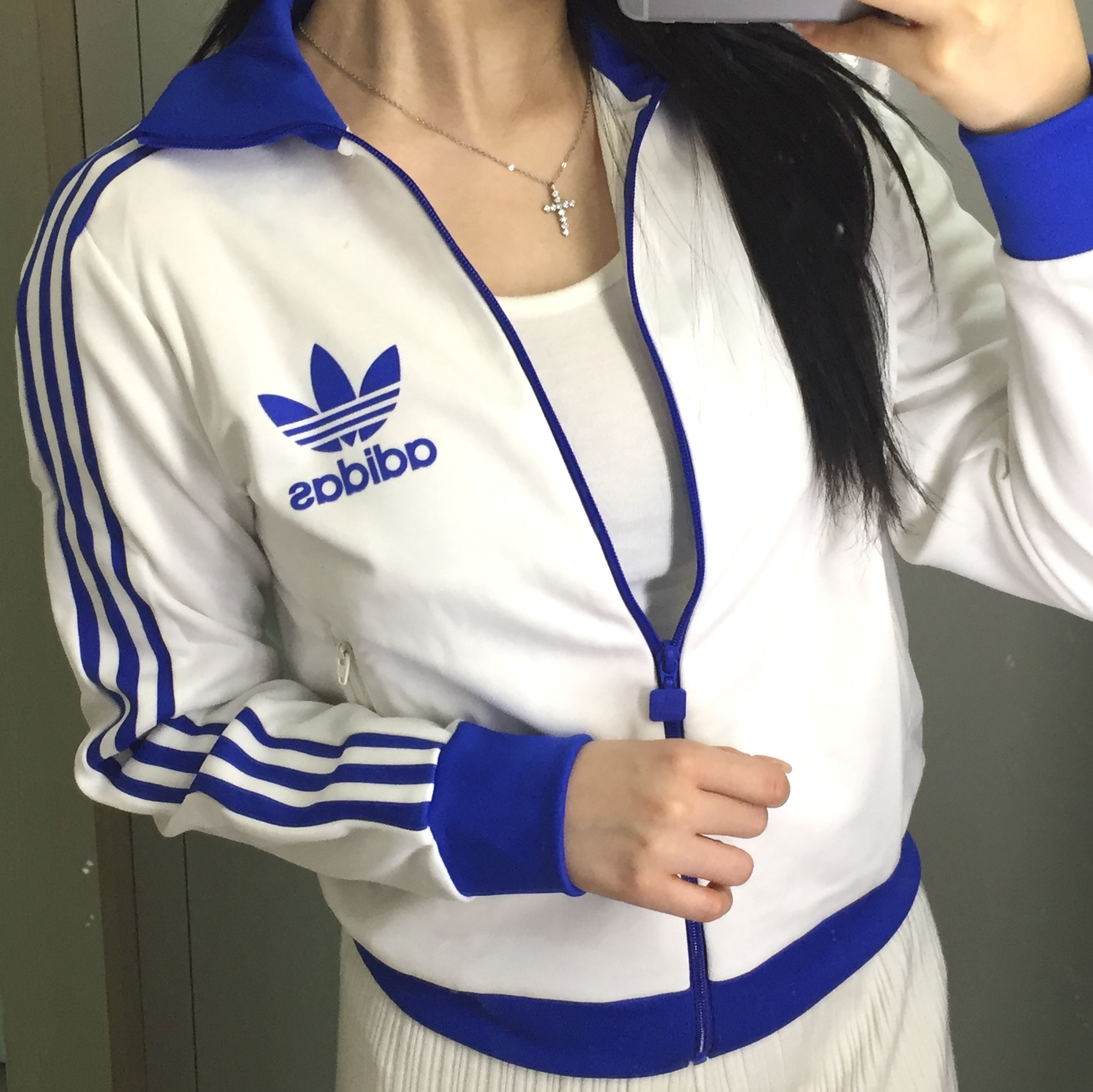(W) Adidas Originals Beckenbauer Track Top Cloud White - KR Sizing 착용 스타일 - 1