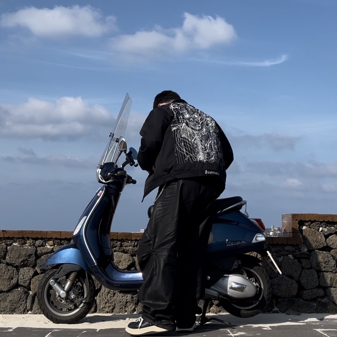 Project G/R Coated Biker Armoured Pants Black, Diesel B-1DR Leather Belt with D Buckle Black 착용 스타일 - 3
