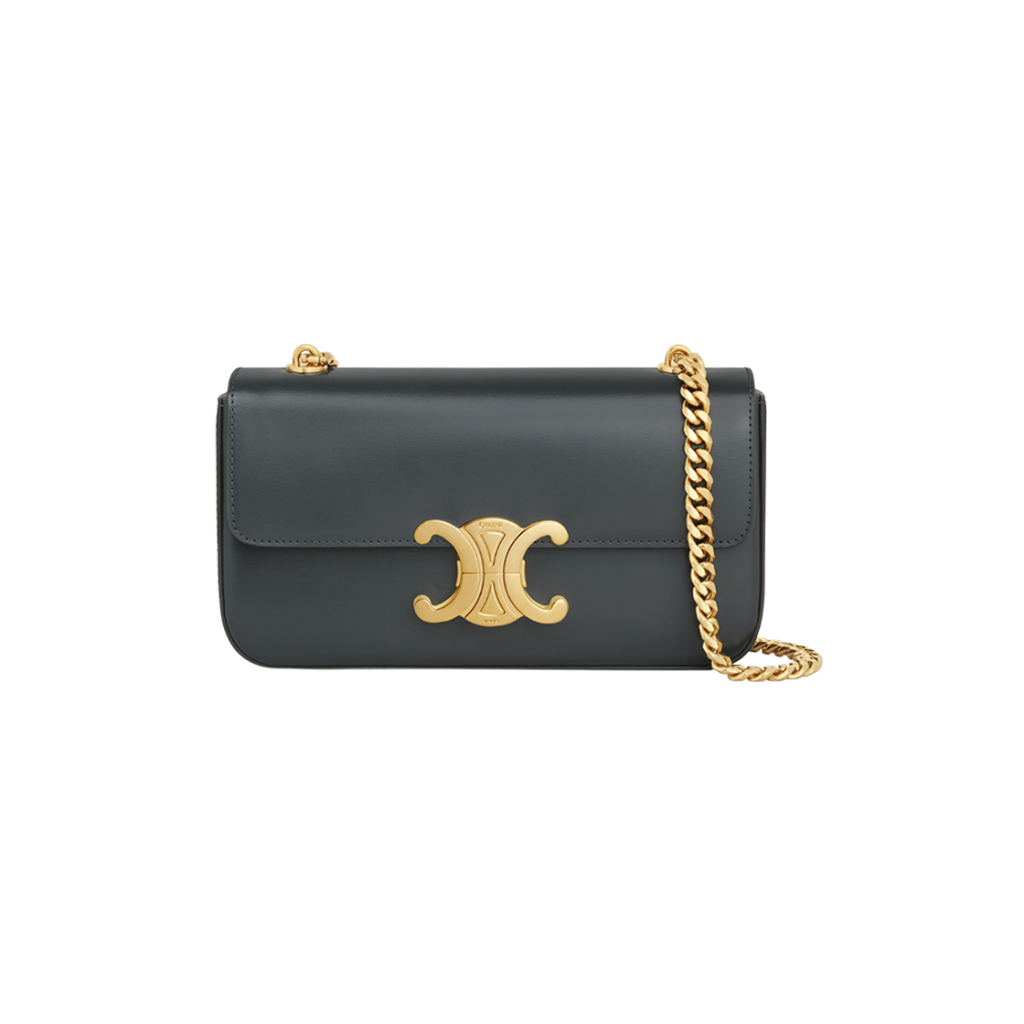 Celine Chain Shoulder Bag Claude in Shiny Calfskin Slate Grey 상세 이미지 1