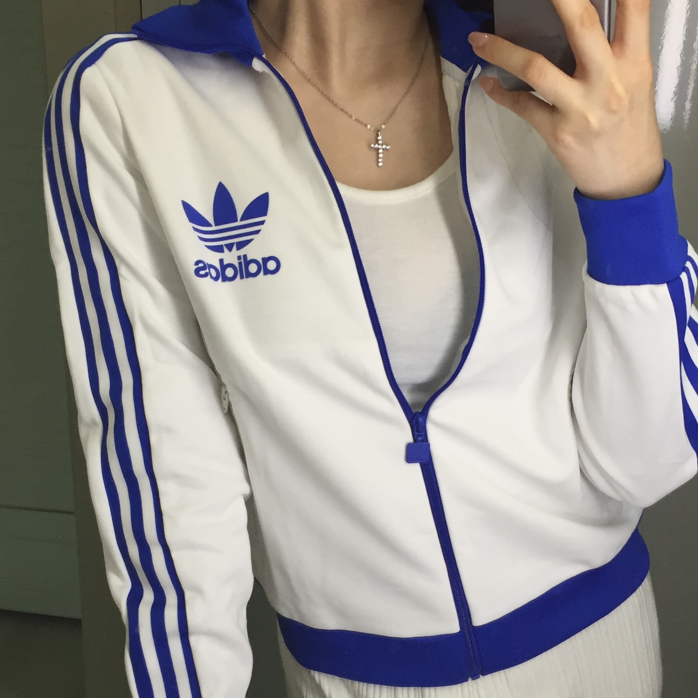 (W) Adidas Originals Beckenbauer Track Top Cloud White - KR Sizing 착용 스타일 - 2