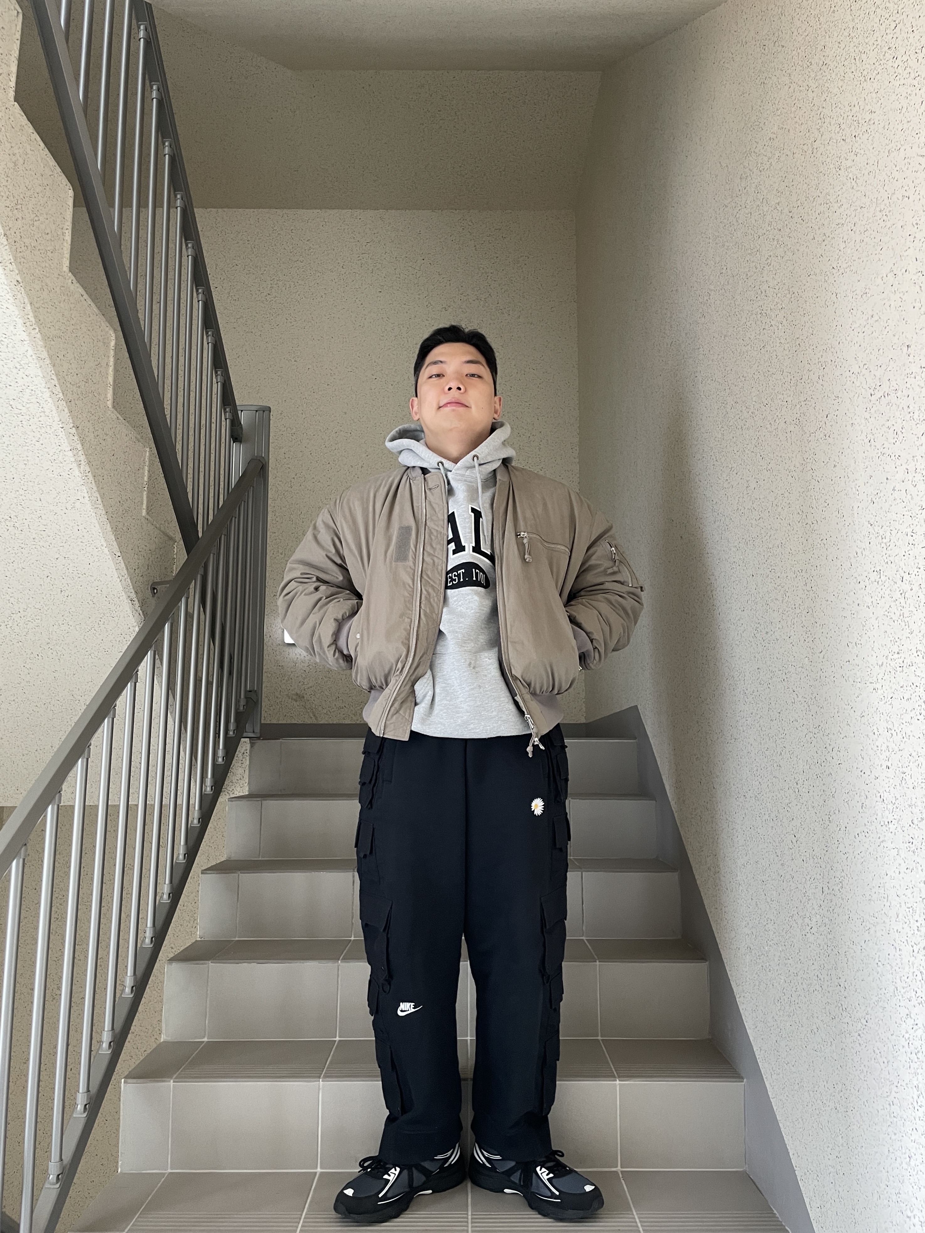 Nike x Peaceminusone Wide Pants Black (DR0096-010), Asics Gel-Venture 6 Carrier Grey 착용 스타일 - 3