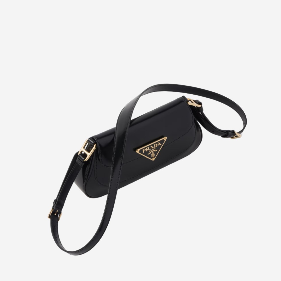 Prada Brushed Leather Shoulder Bag Black 상세 이미지 2