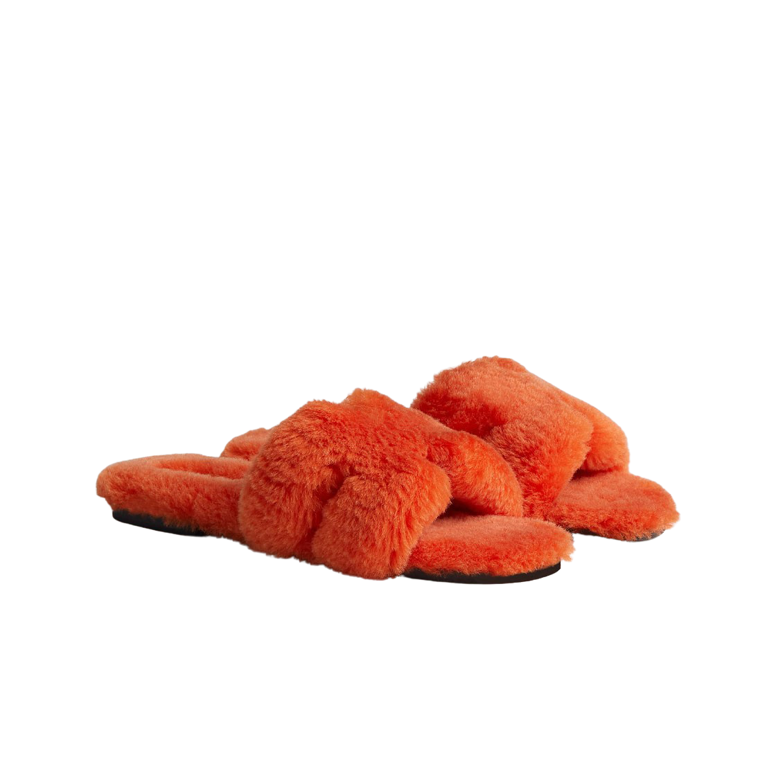 (W) 에르메스 오란 샌들 울스킨 & 오랑쥬((W) Hermes Oran Sandal Woolskin & Orange) - 2
