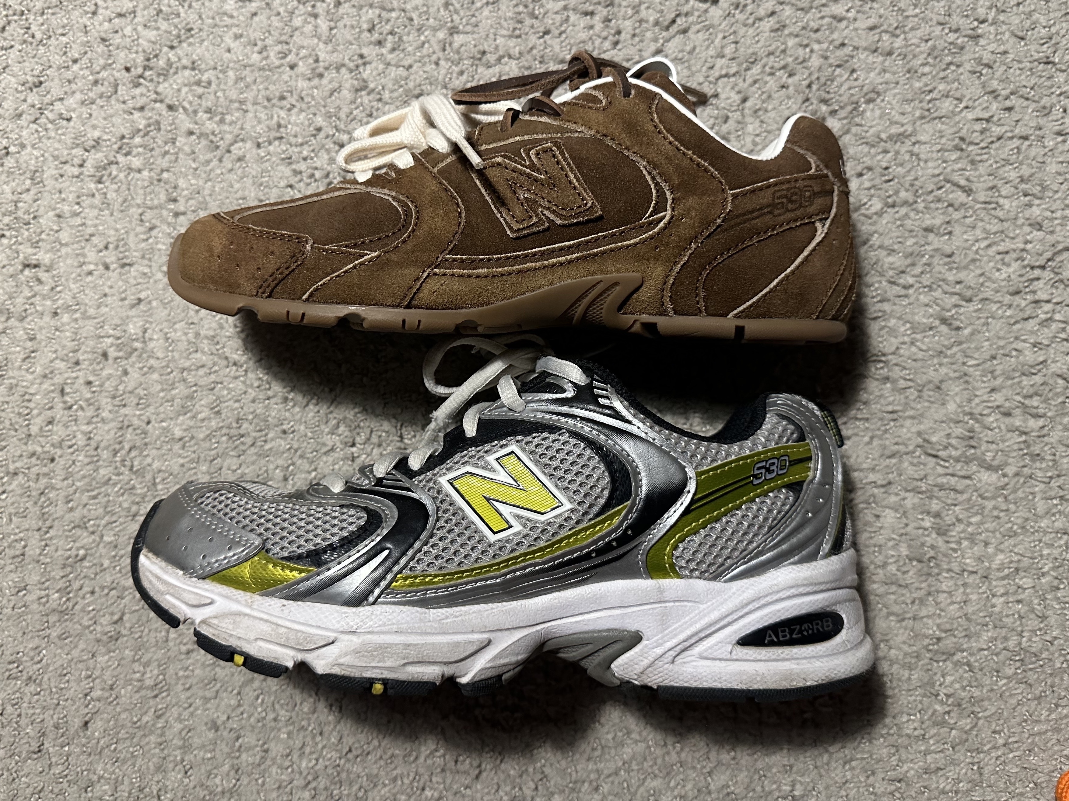 (W) New Balance x Miu Miu 530 Suede Mesh Sneakers Cinnamon 착용 스타일 - 8