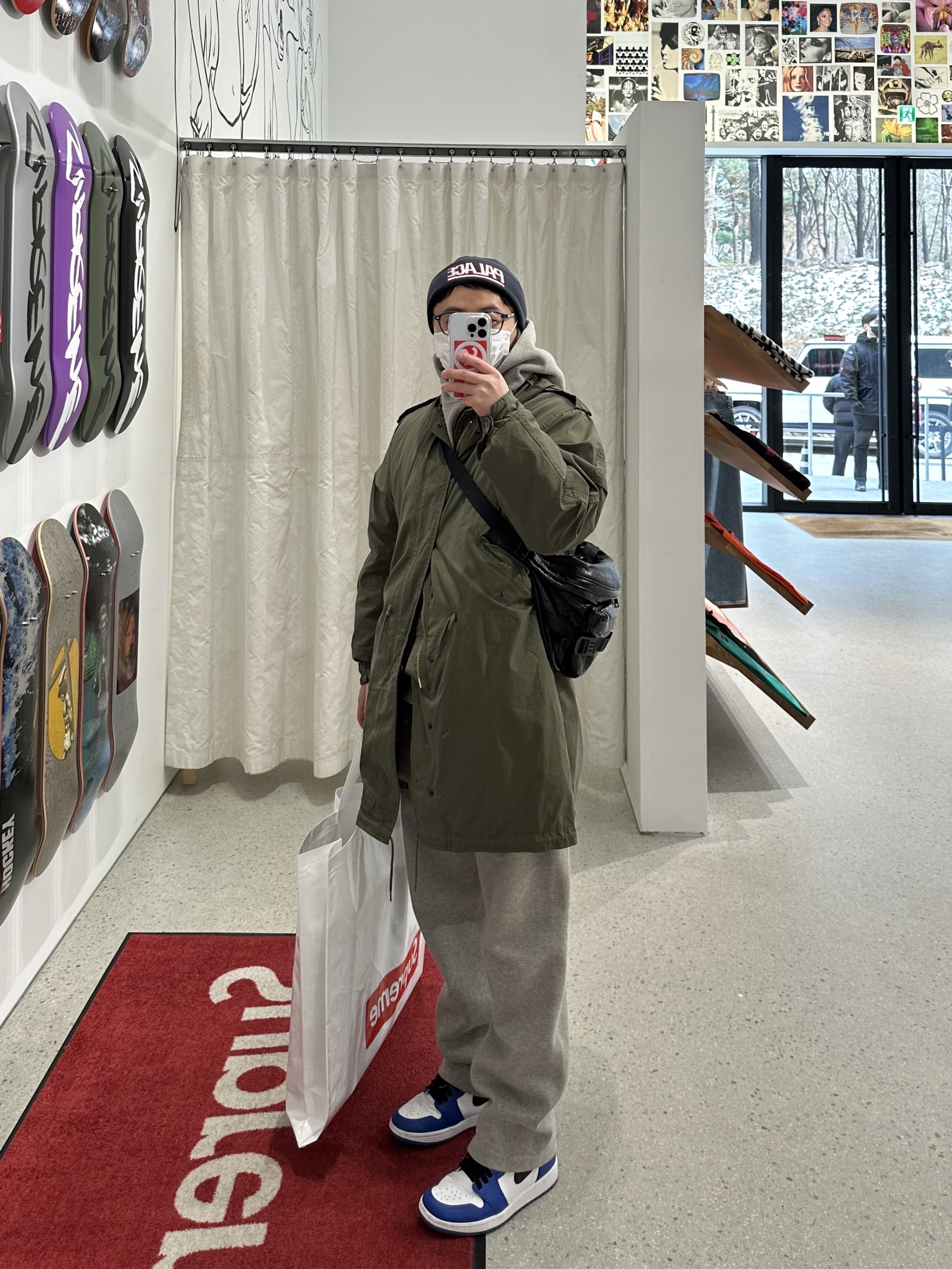 Palace Gigantic Beanie Navy - 23SS, Jordan 1 Retro High Game Royal 착용 스타일