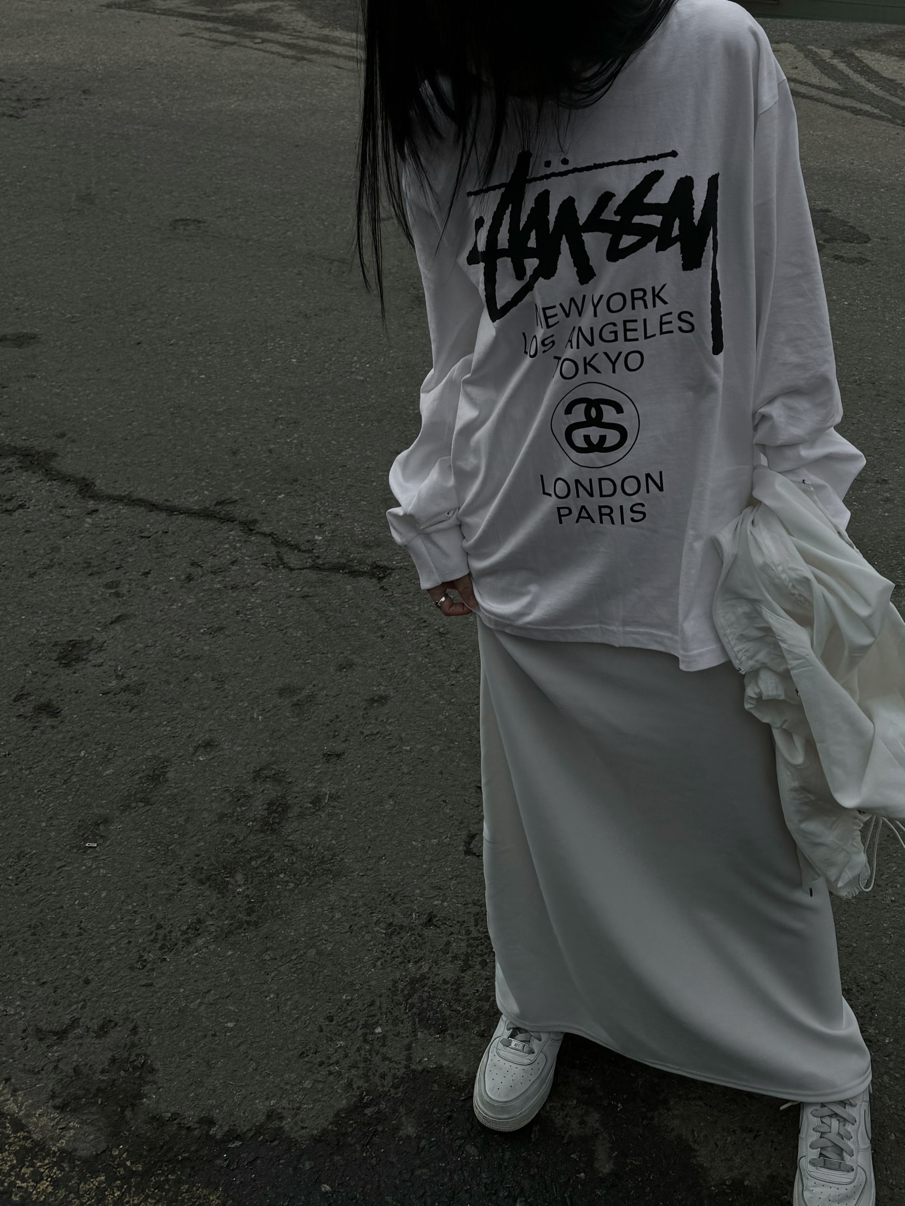 Stussy World Tour LS T-Shirt White 2023, Nike Air Force 1 '07 Low White ์ฐฉ์ฉ ์คํ์ผ - 3