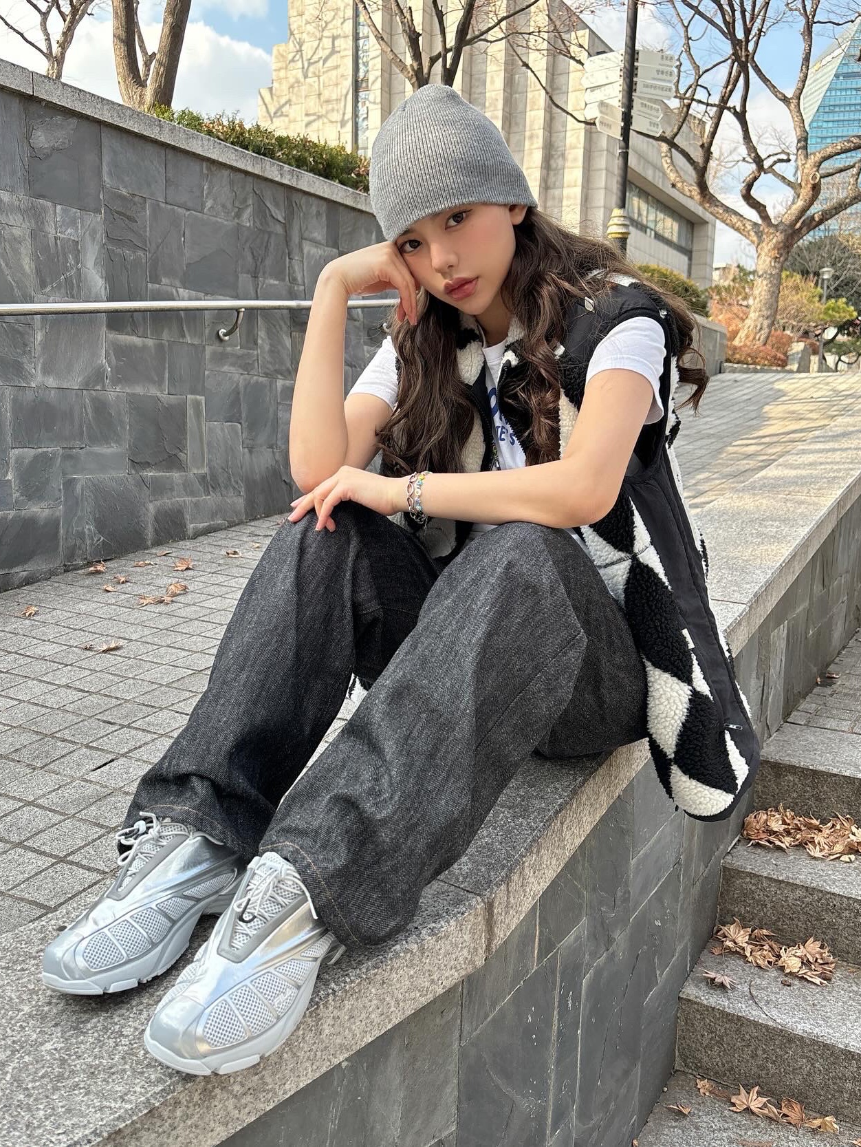 Fila Replica 2002 Grey White 착용 스타일 - 1