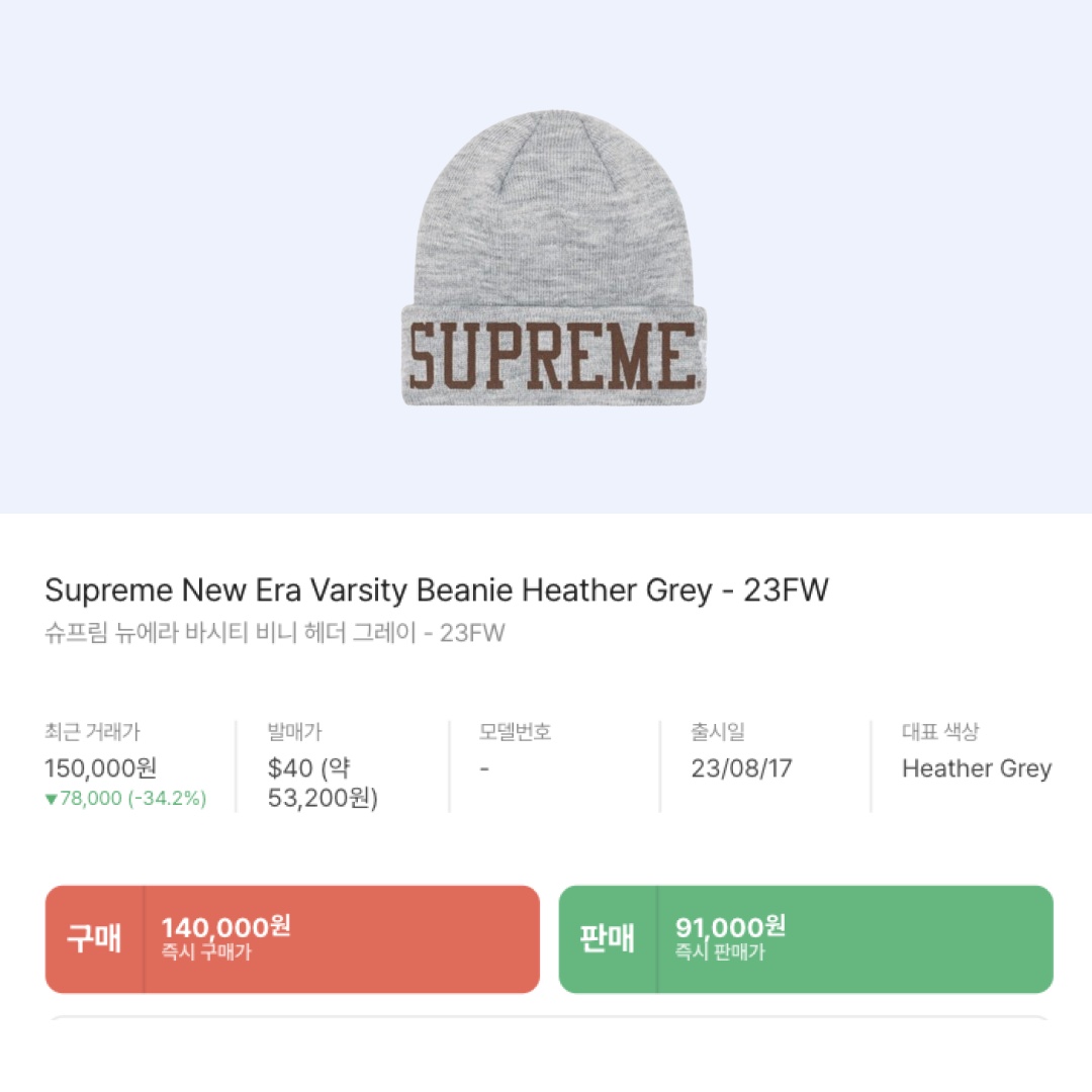 Supreme New Era Varsity Beanie Heather Grey - 23FW 착용 스타일 - 2