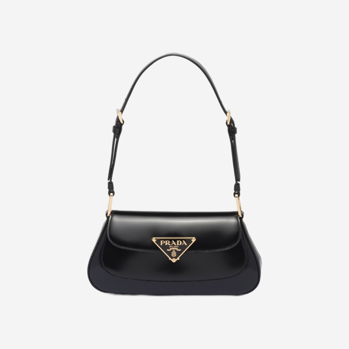 Prada Brushed Leather Shoulder Bag Black 상세 이미지 1